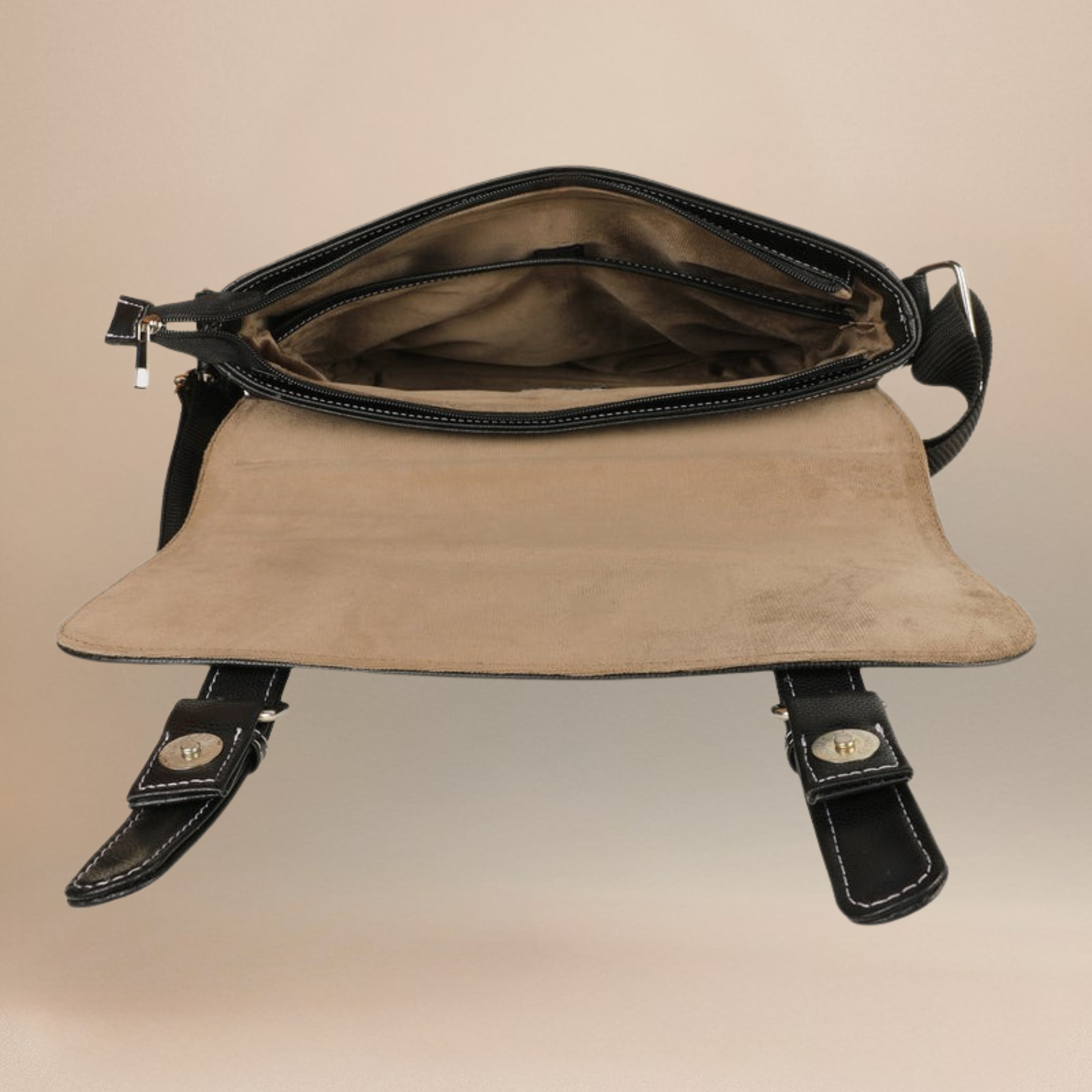 Brown Men's Vegan Leather Messenger Bag with Adjustable Shoulder Strap