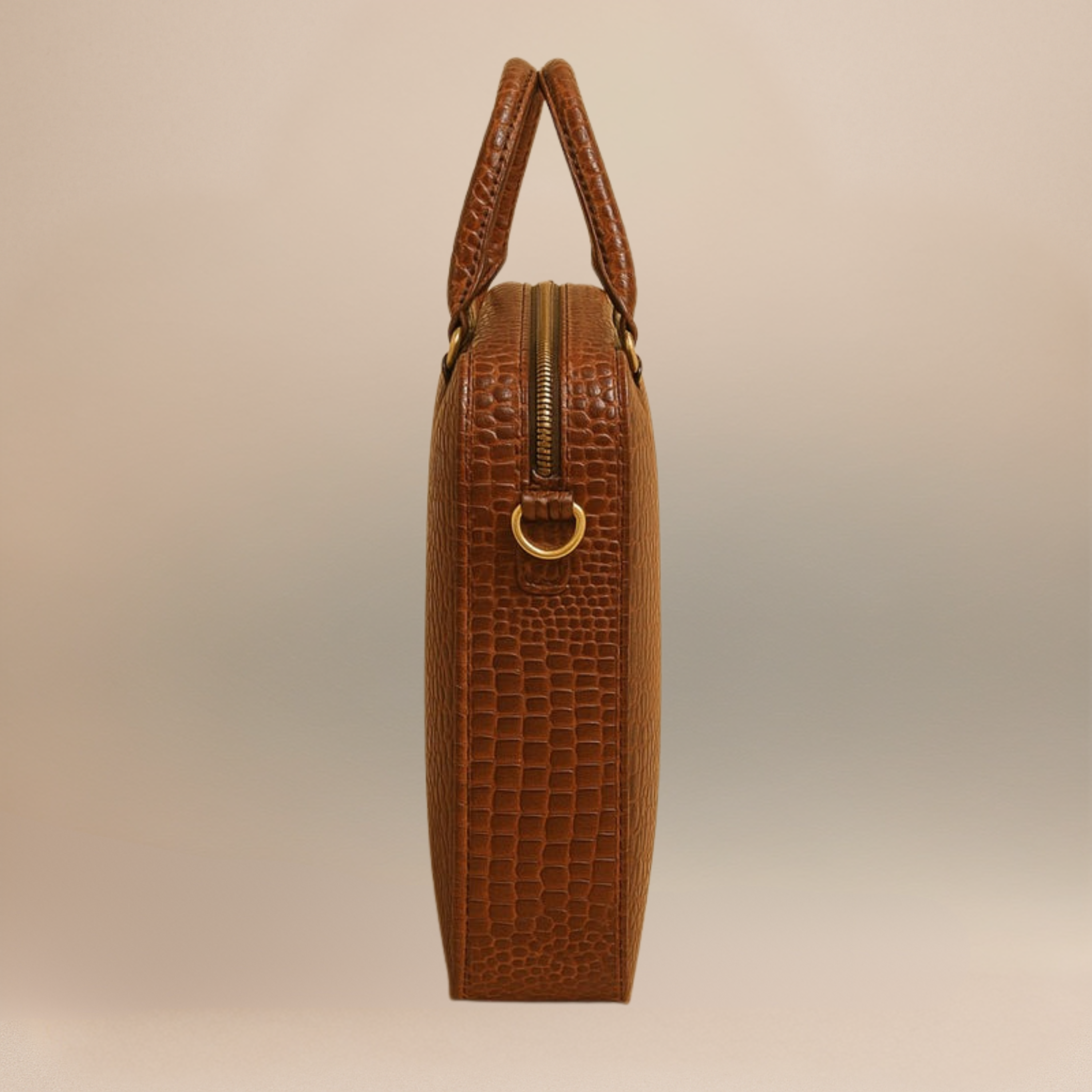 Croco Pattern Marron Laptop Bag