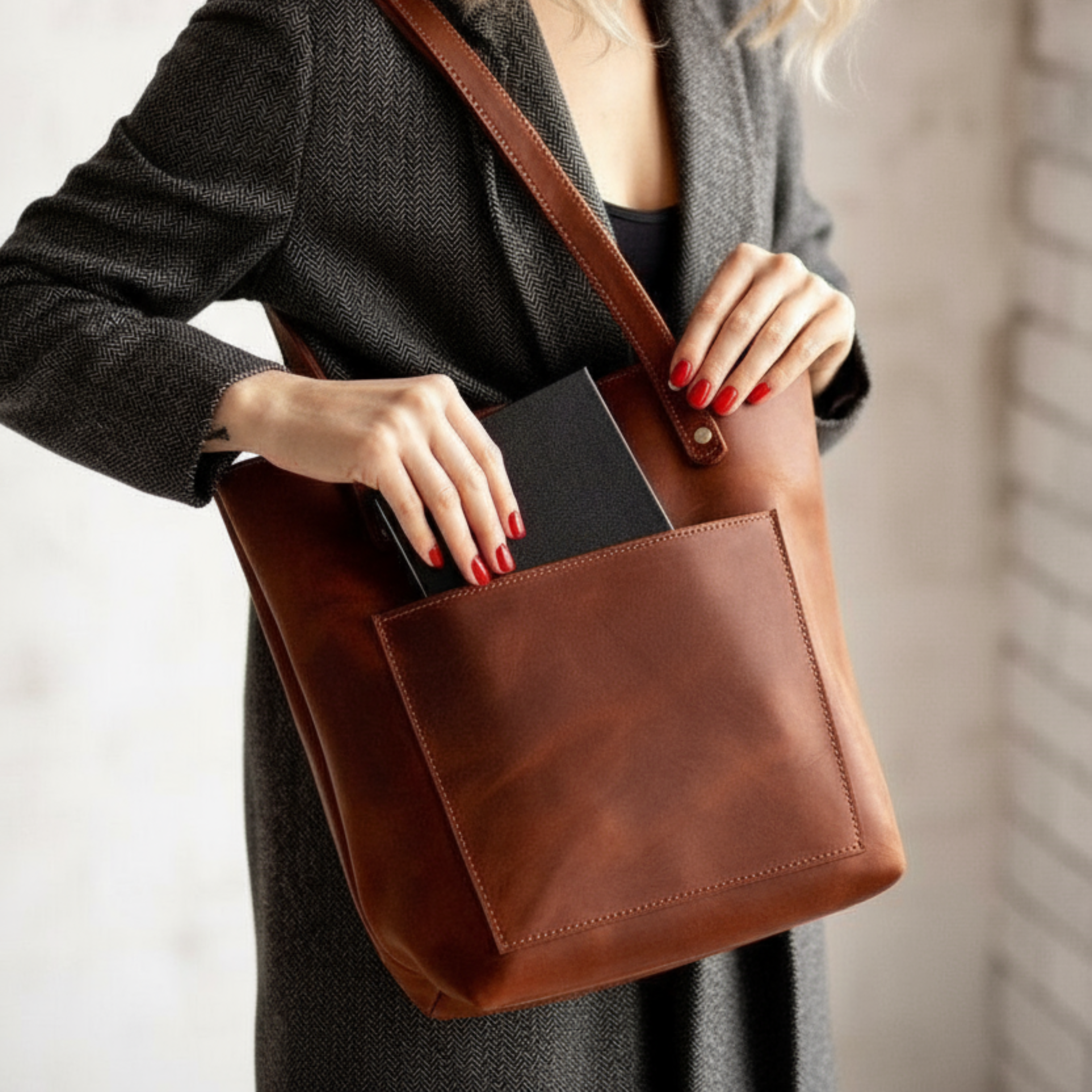VT LEATHER TOTE FOR WOMEN