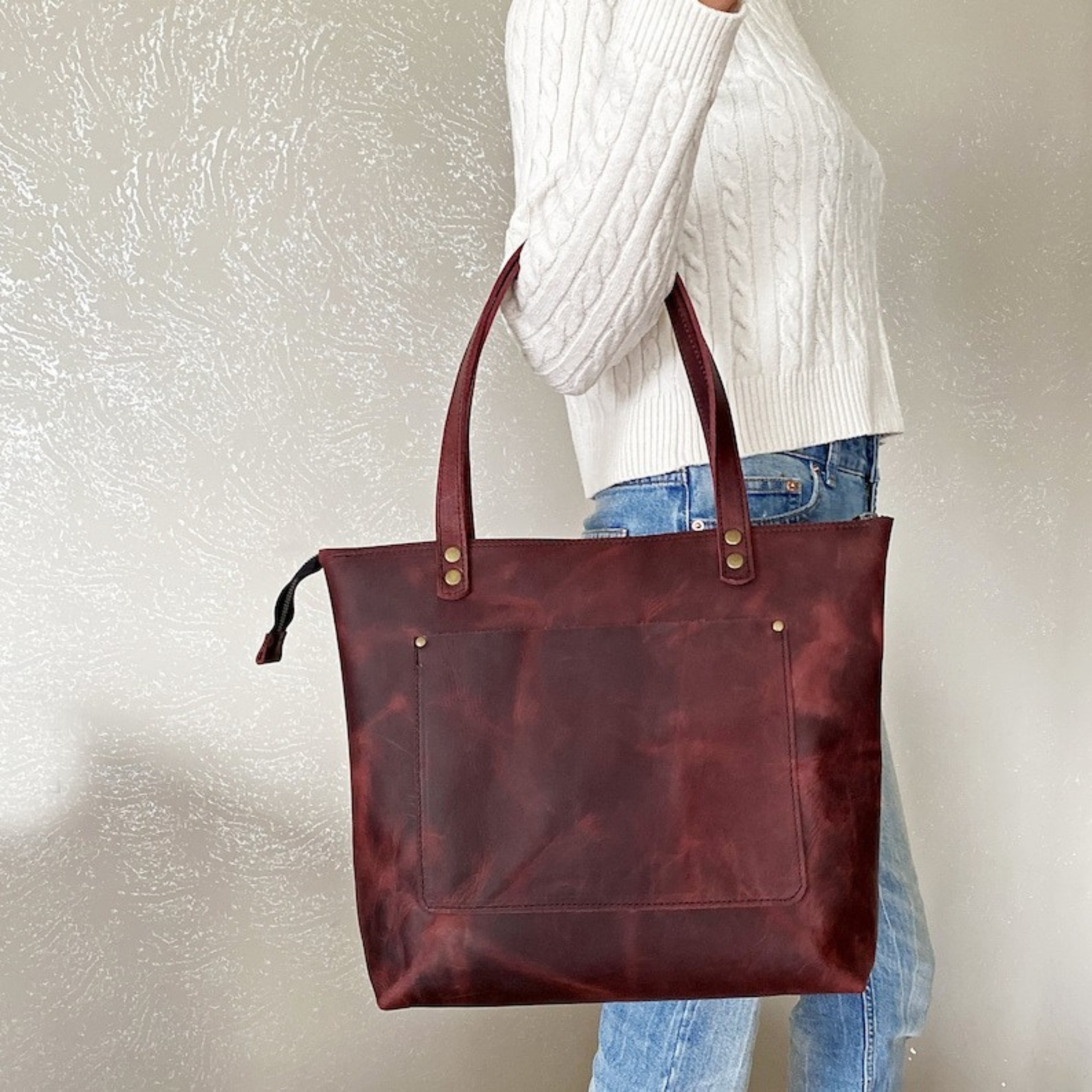 VT LEATHER TOTE FOR WOMEN