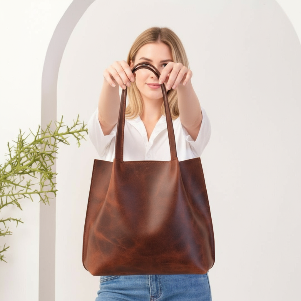 VT LEATHER TOTE FOR WOMEN