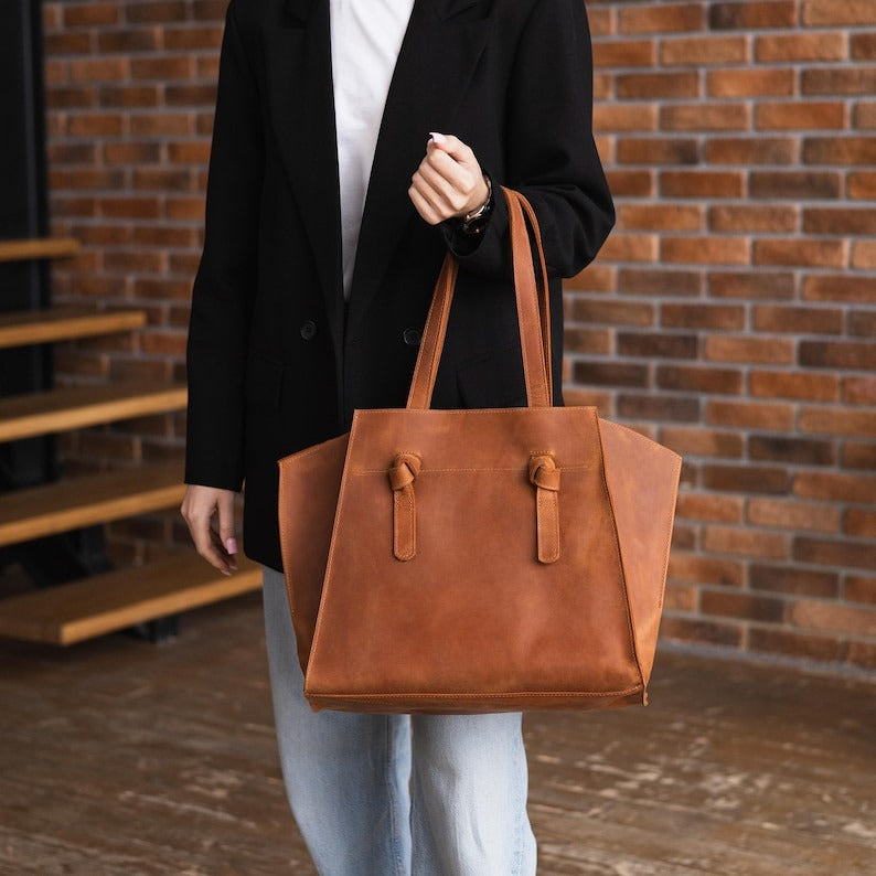 VT LEATHER TOTE FOR WOMEN