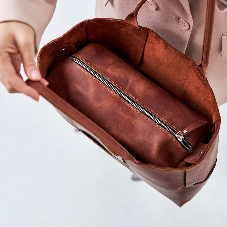 VT LEATHER TOTE FOR WOMEN