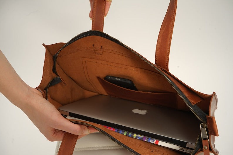 VT LEATHER TOTE FOR WOMEN