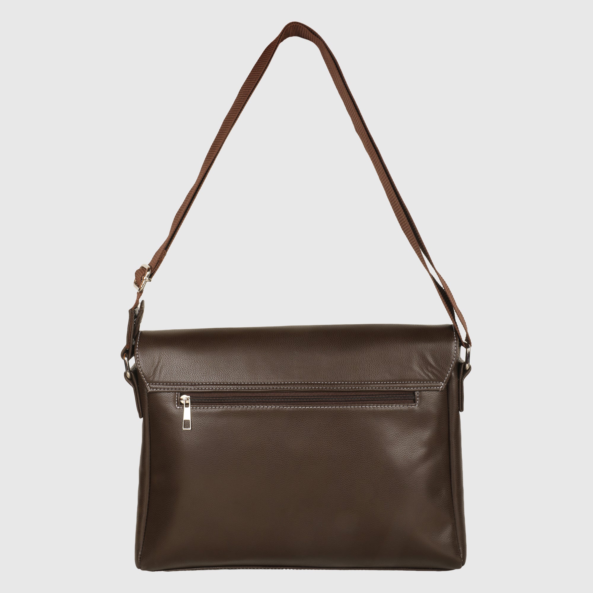 Black Men's Vegan Leather Messenger Bag with Adjustable Shoulder Strap
