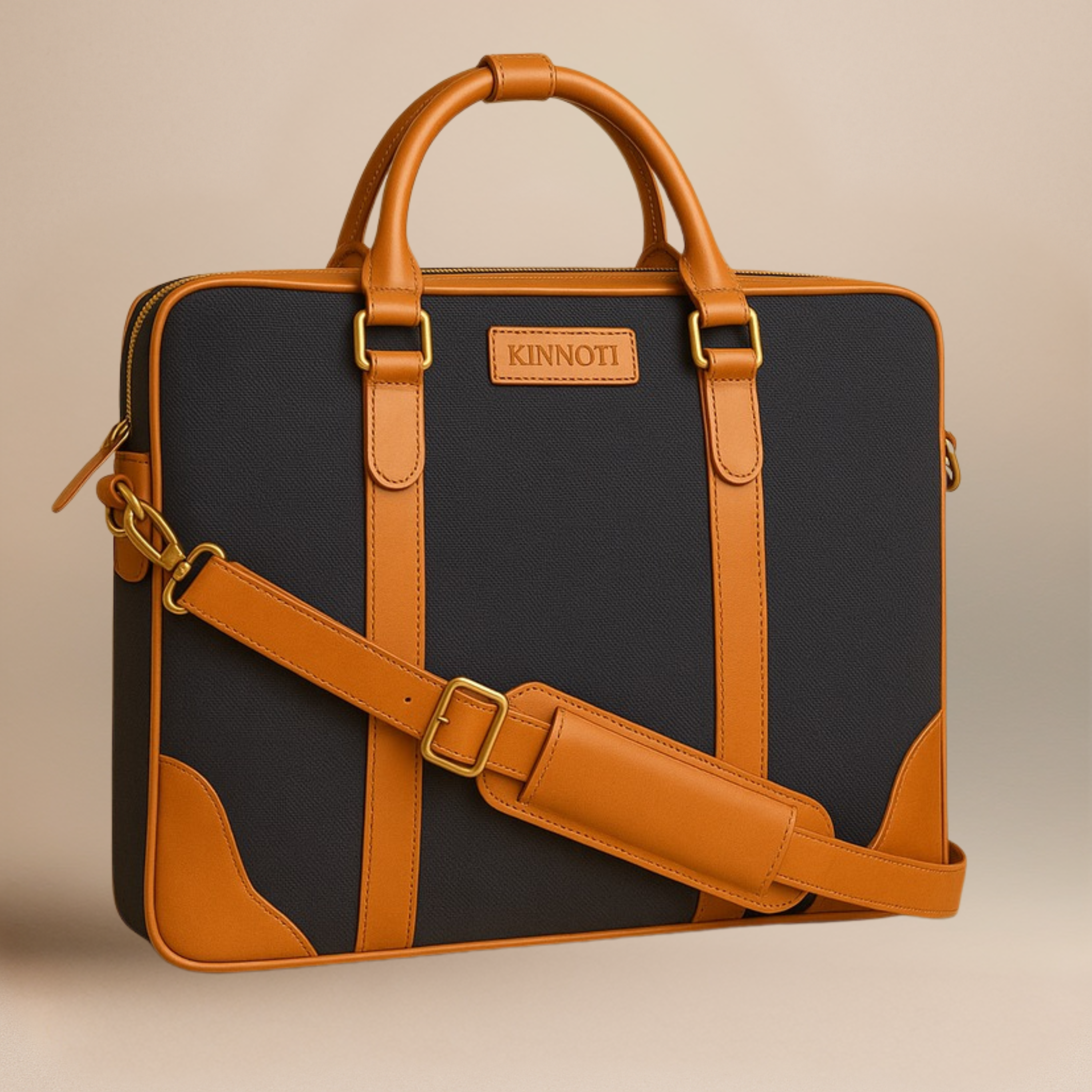 Unisex Canvas & Leather Laptop Bag