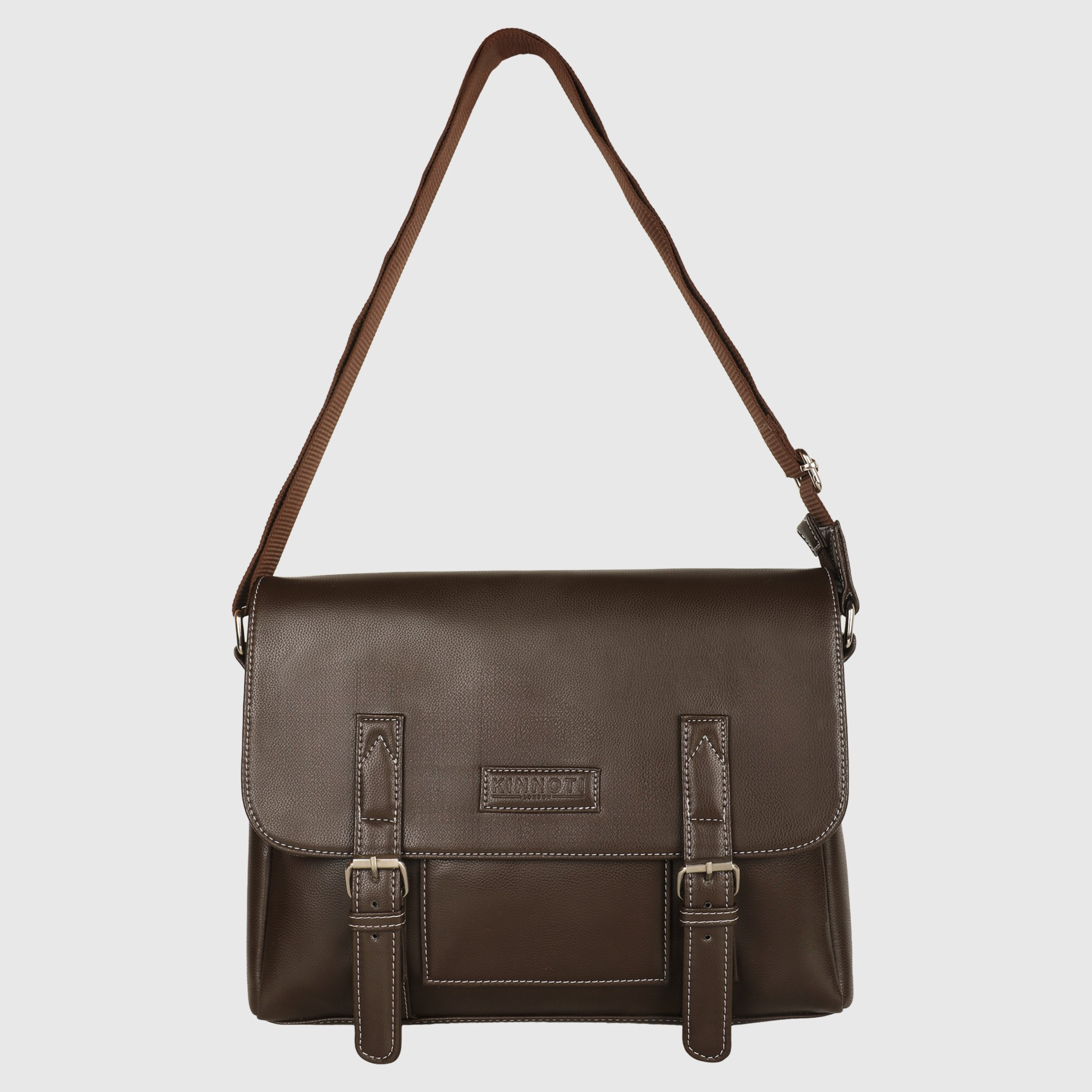 Black Men's Vegan Leather Messenger Bag with Adjustable Shoulder Strap