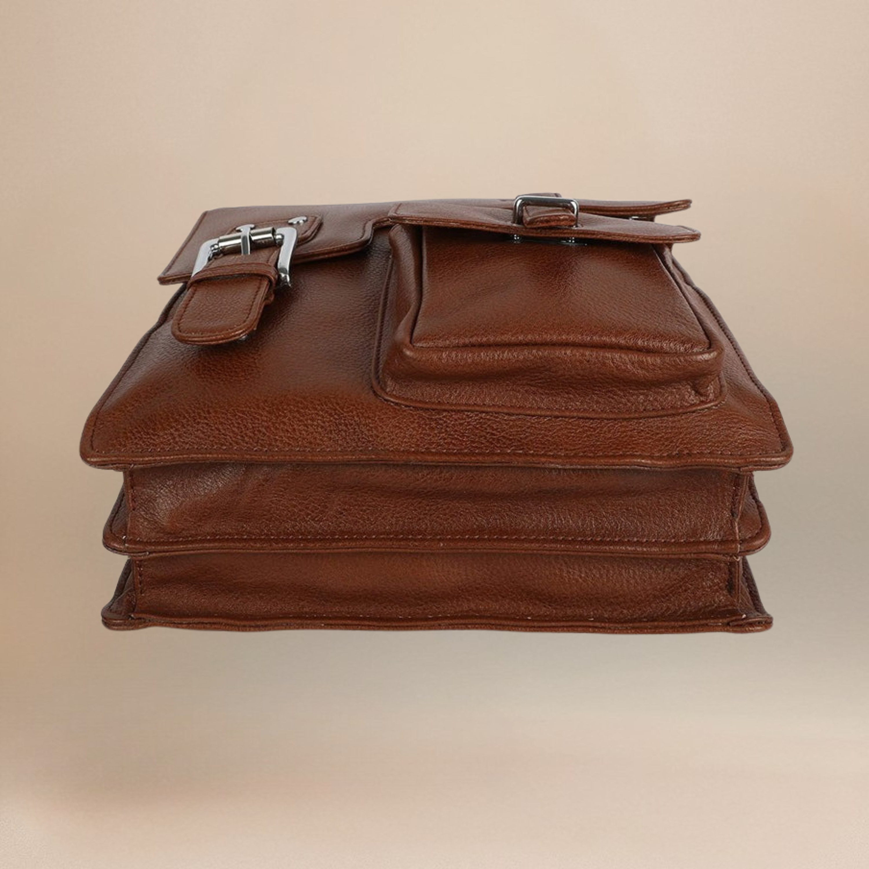 100% Genuine Leather Messenger Bag For Men ( Tan )