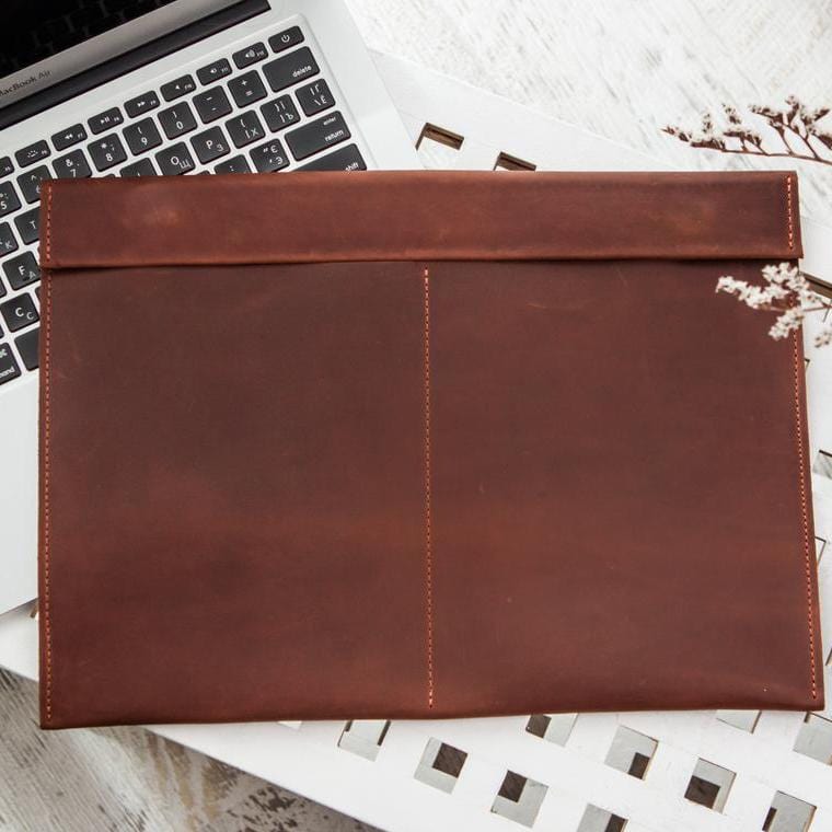 kinnoti 13 Inch 2 Button Leather Laptop Sleeve