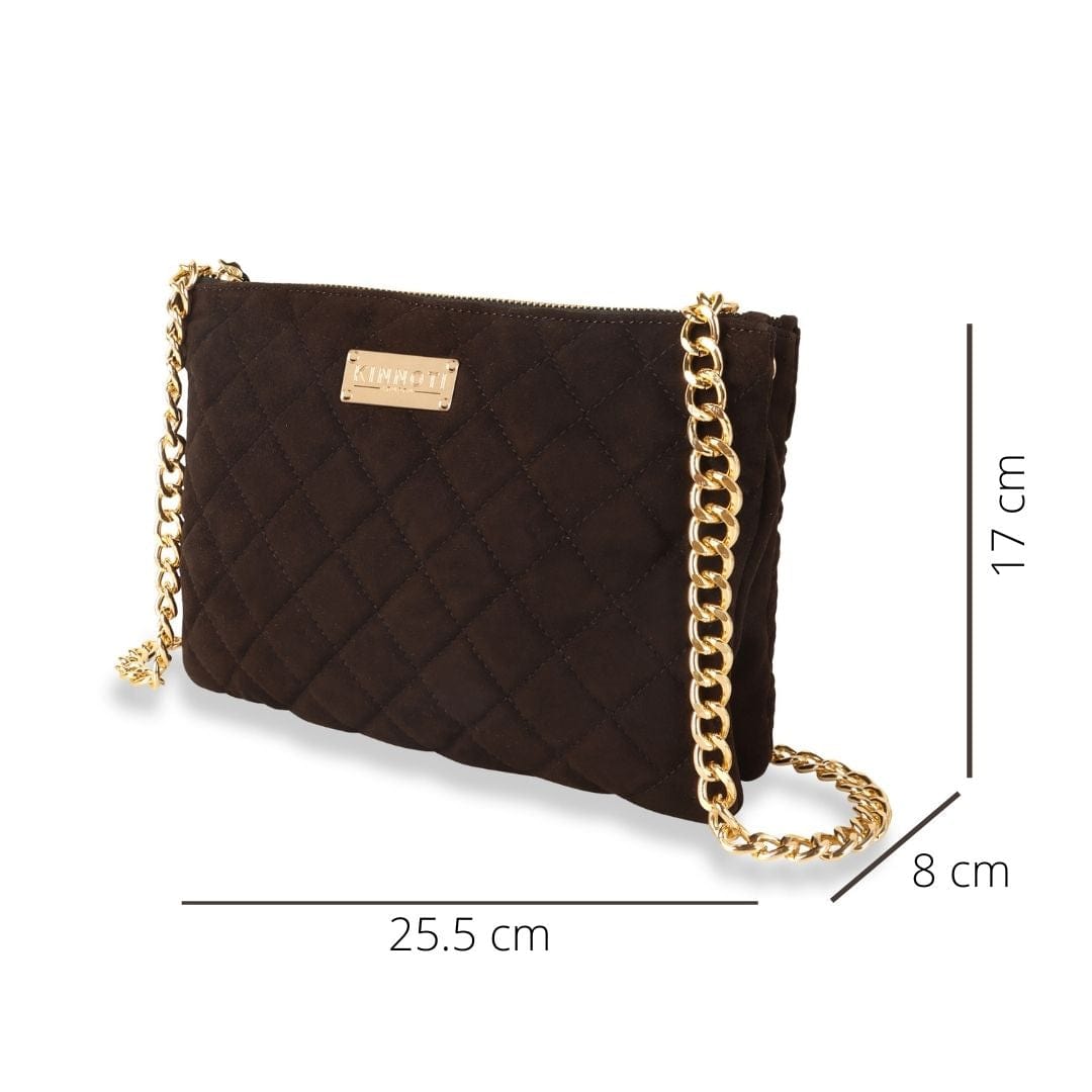 Kinnoti Apparel & Accessories Quilted Suede Leather Sling Bag