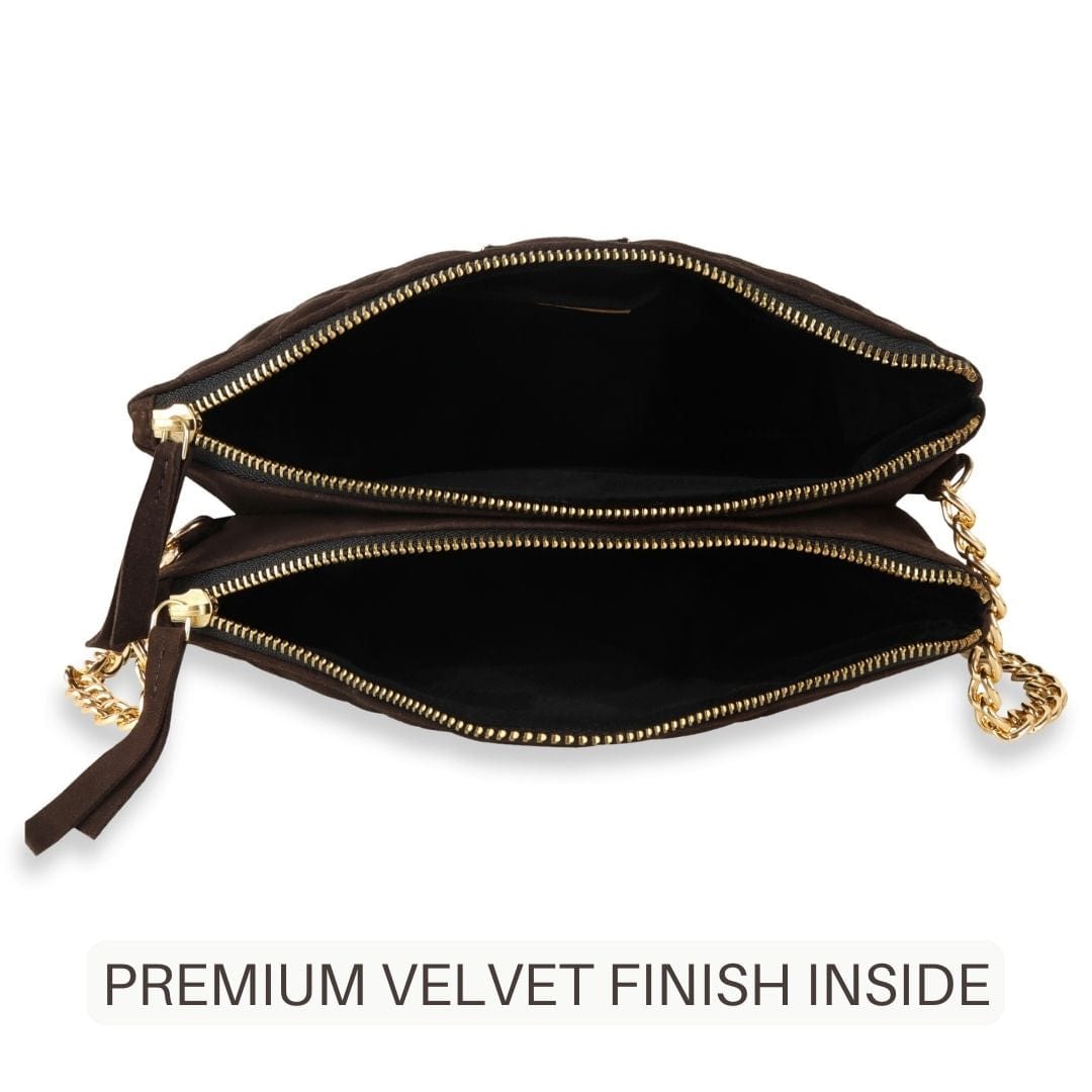 Kinnoti Apparel & Accessories Quilted Suede Leather Sling Bag