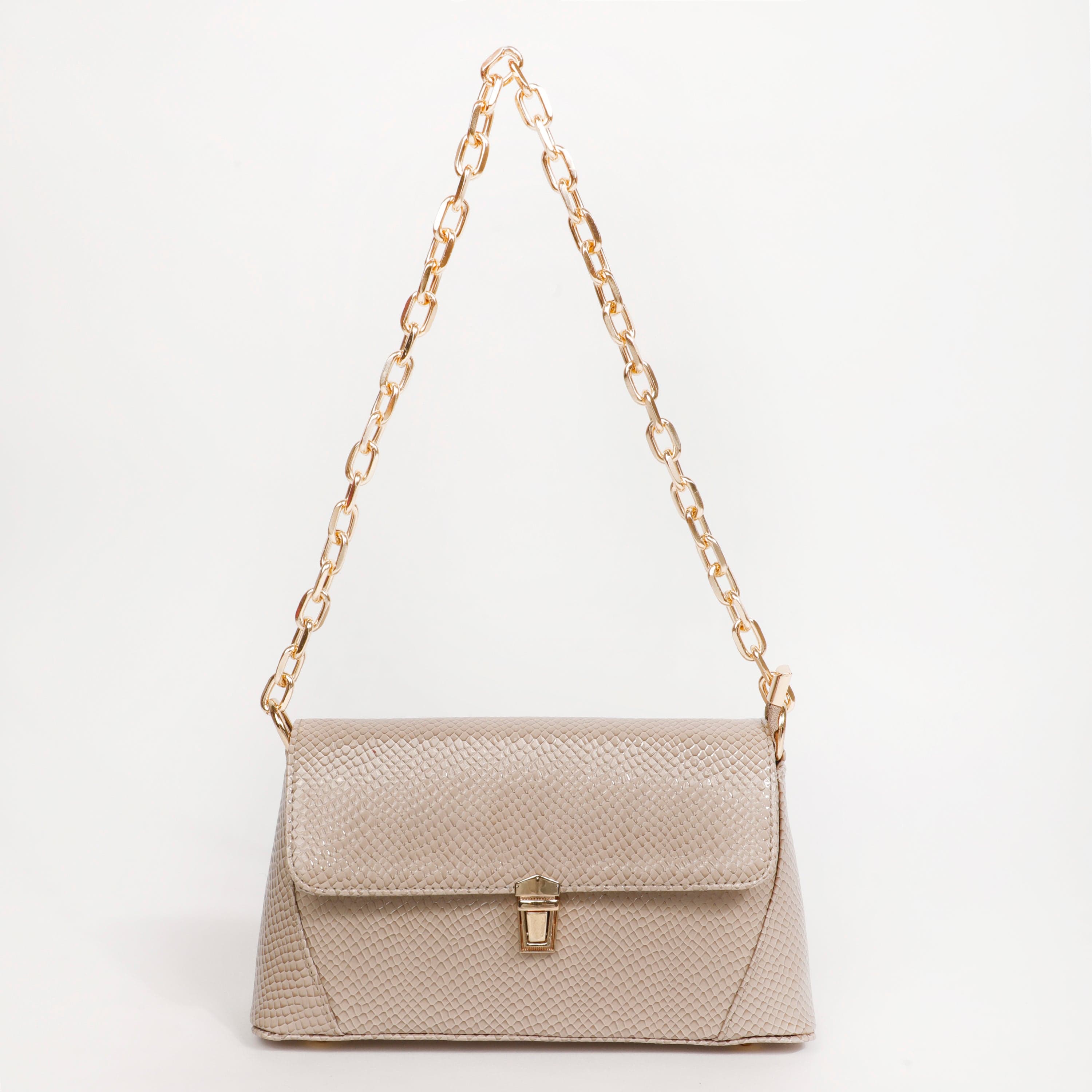 kinnoti Beige New Snake Pattern Shoulder Bag