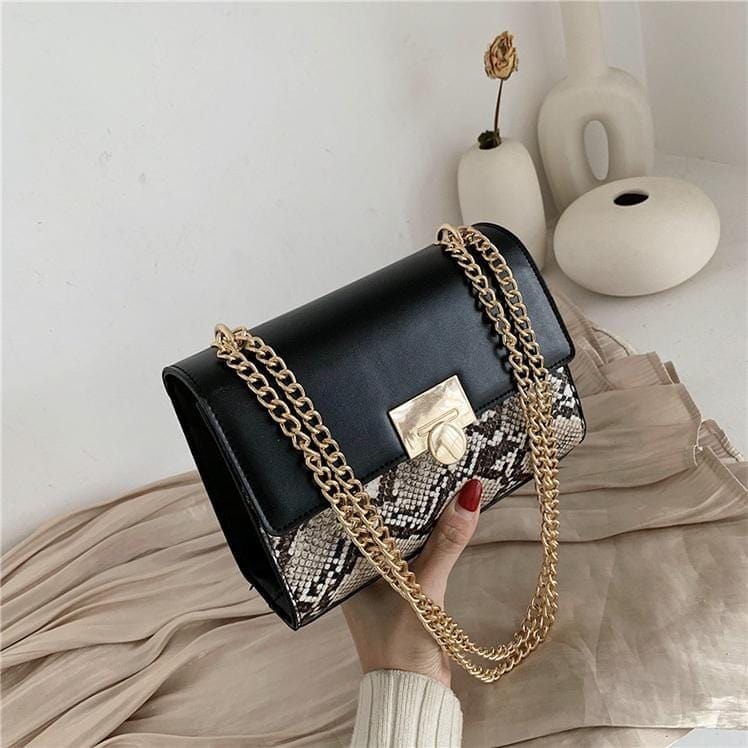 kinnoti Beige Snake Flap Sling Bag