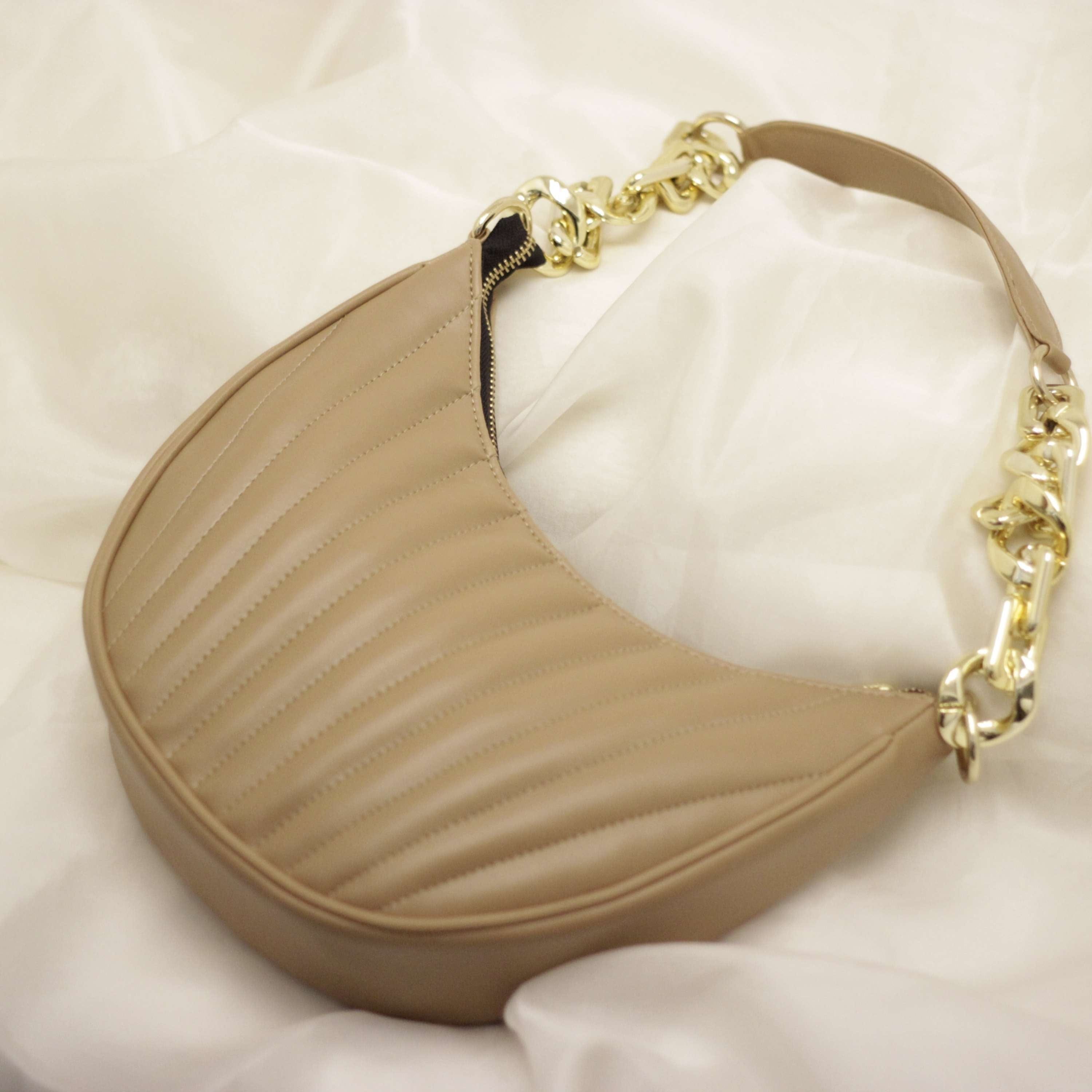 kinnoti Beige Striped Embossed Shoulder Bag