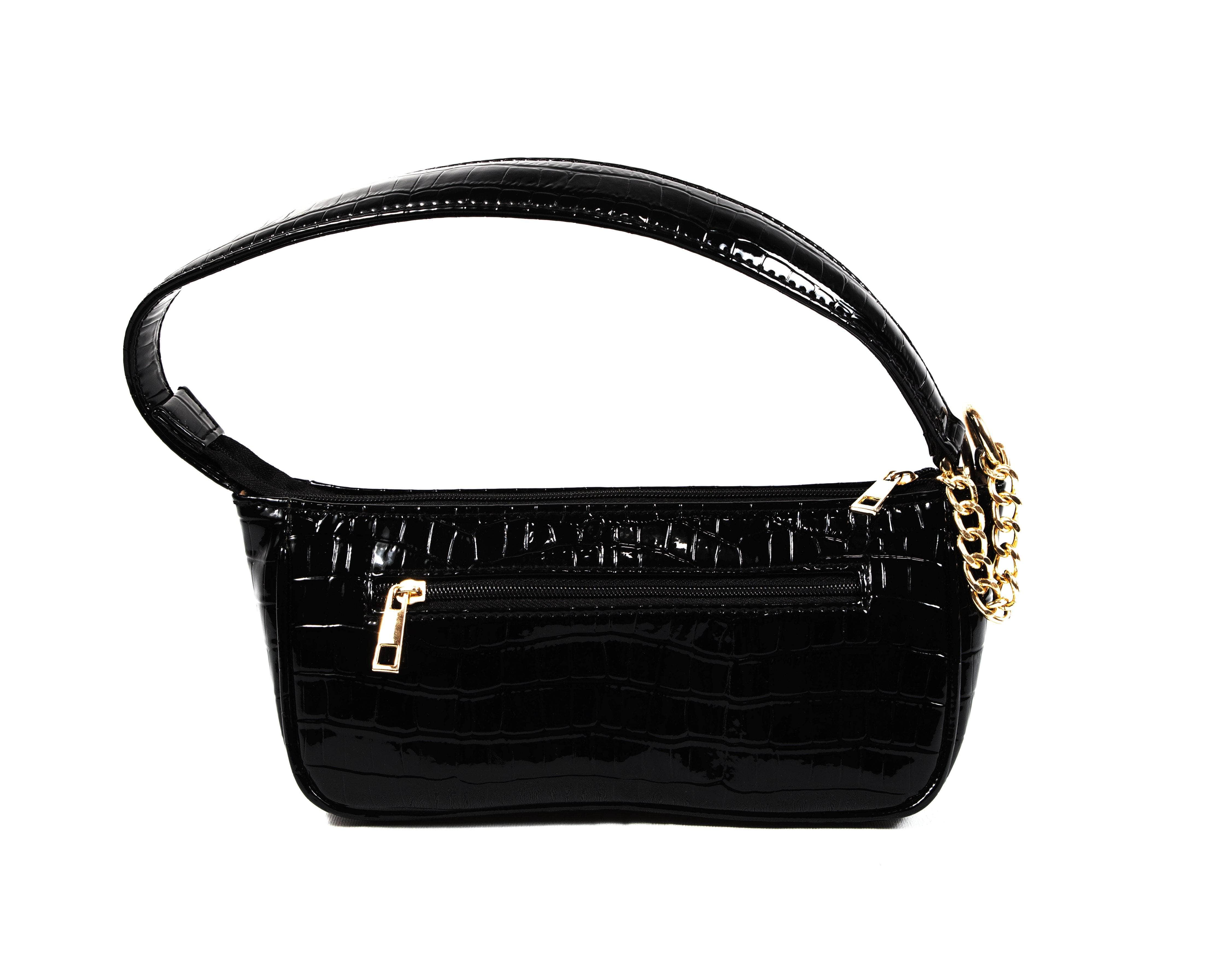 kinnoti Black Croco Shoulder Bag