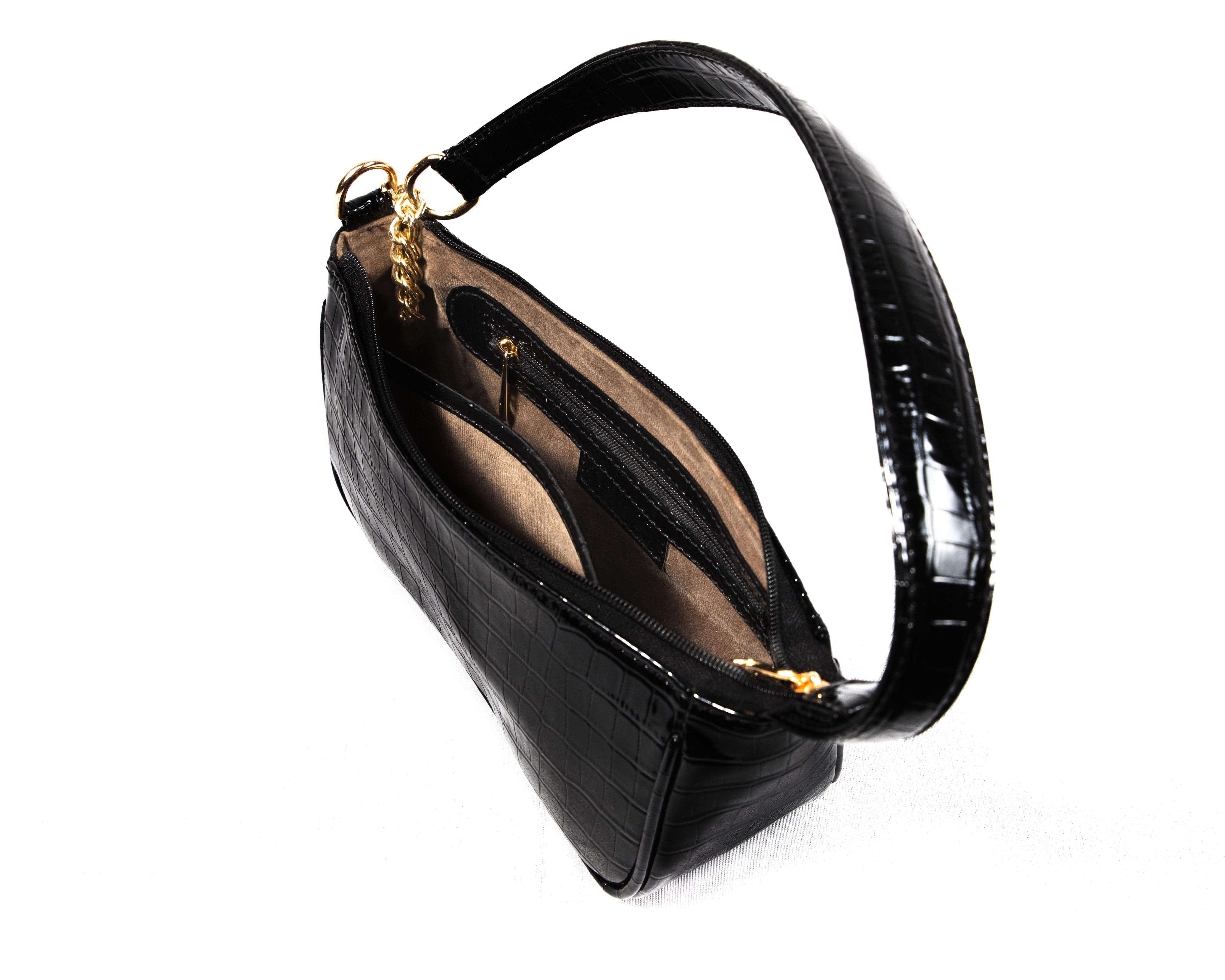 kinnoti Black Croco Shoulder Bag
