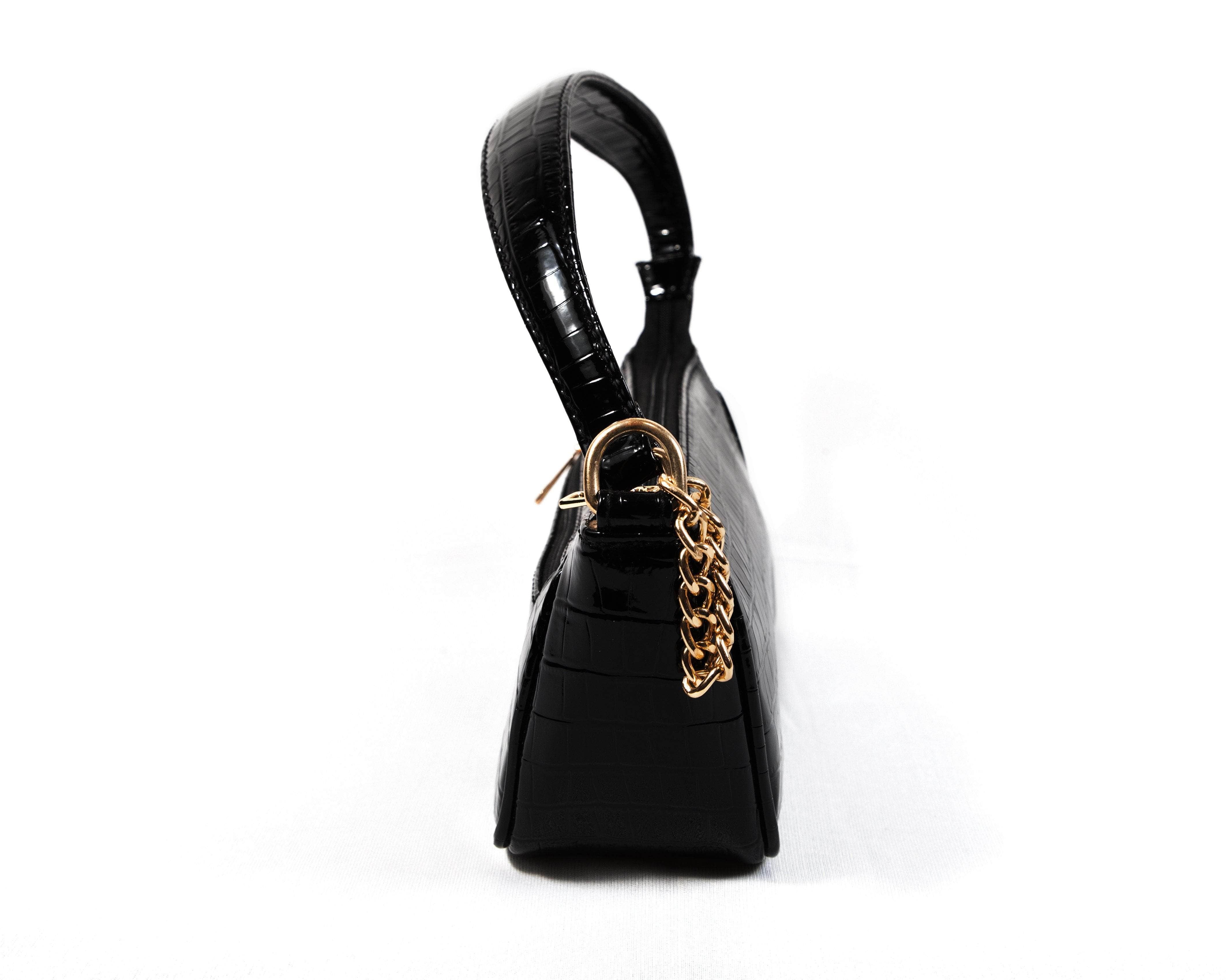 kinnoti Black Croco Shoulder Bag