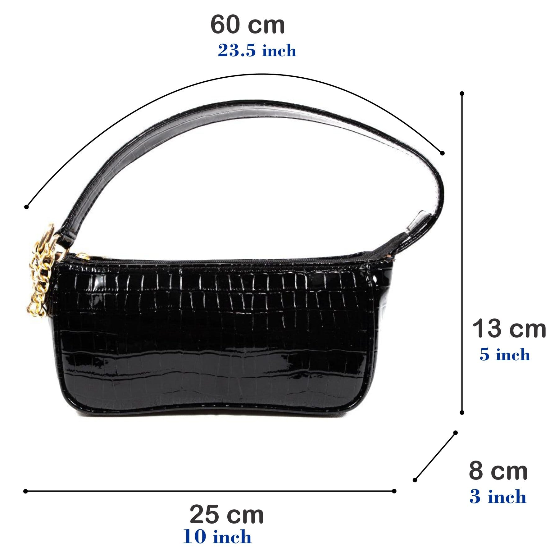 kinnoti Black Croco Shoulder Bag