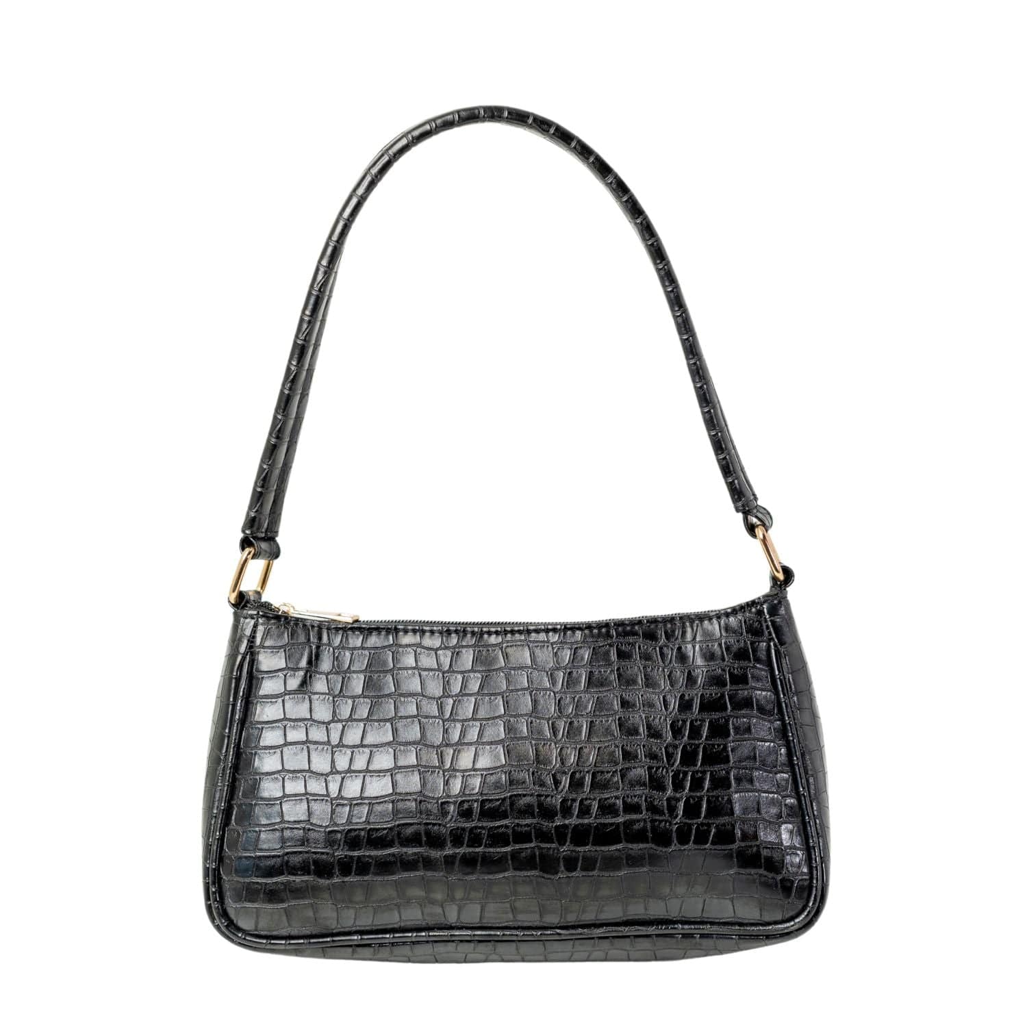 kinnoti Black Croco Textured Shoulder Bag
