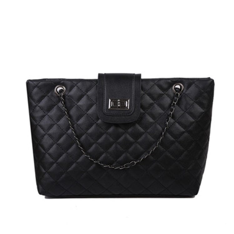 kinnoti Black Quilted Vegan Leather Tote Bag