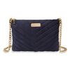 Kinnoti Blue Linear Quilted Suede Leather Sling Bag