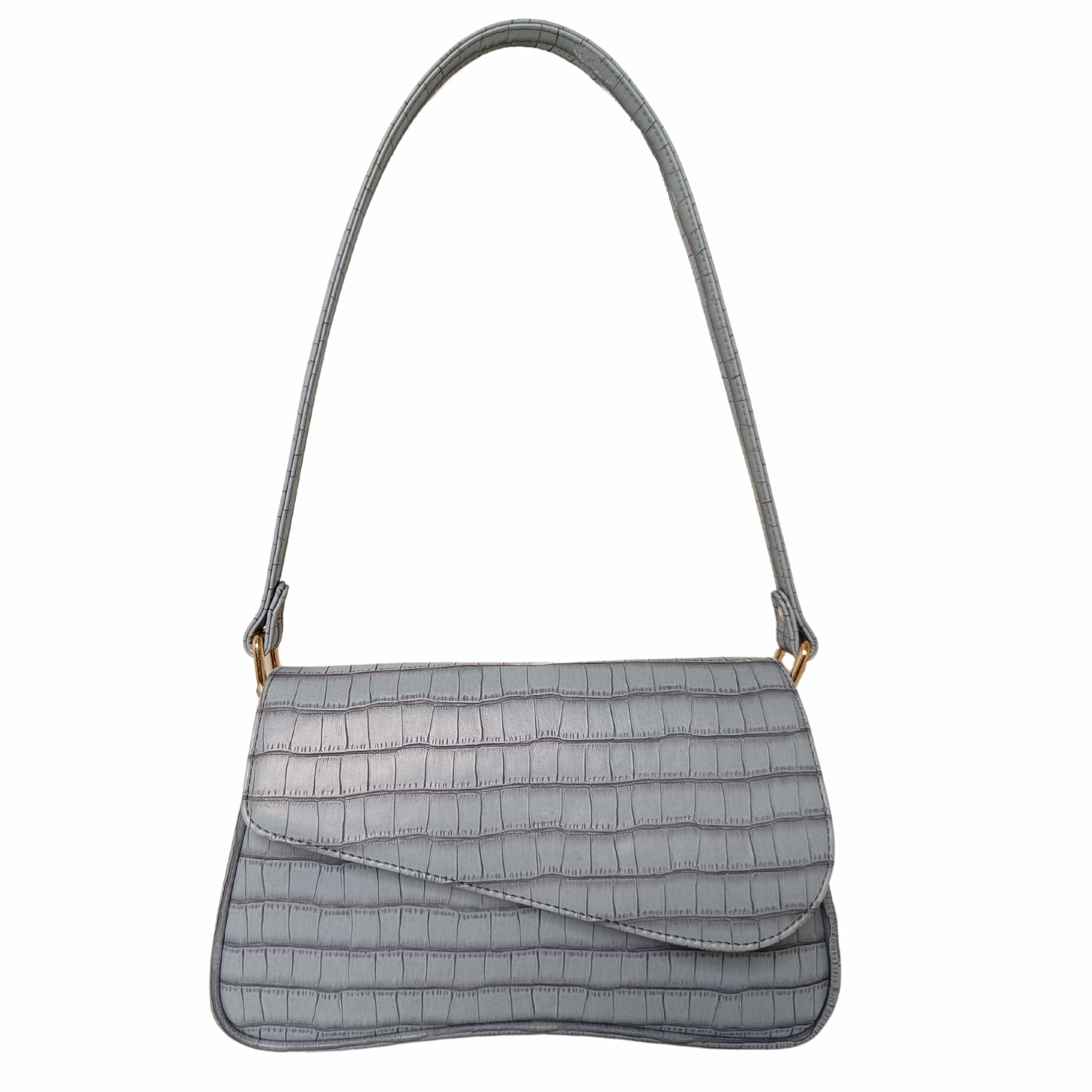 kinnoti Blue New Croco Flap Shoulder Bag