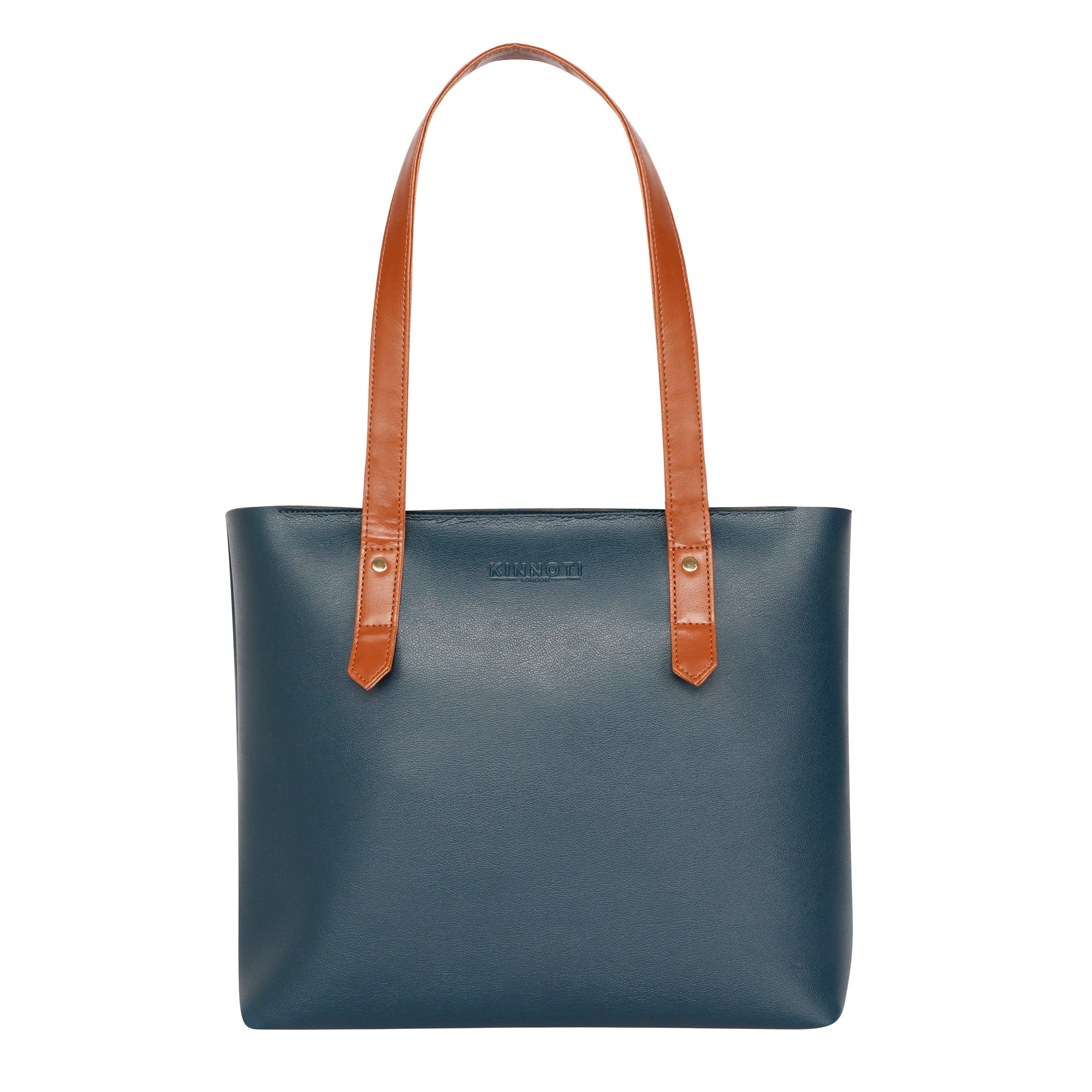 Kinnoti BLUE VEGAN LEATHER TOTE BAG