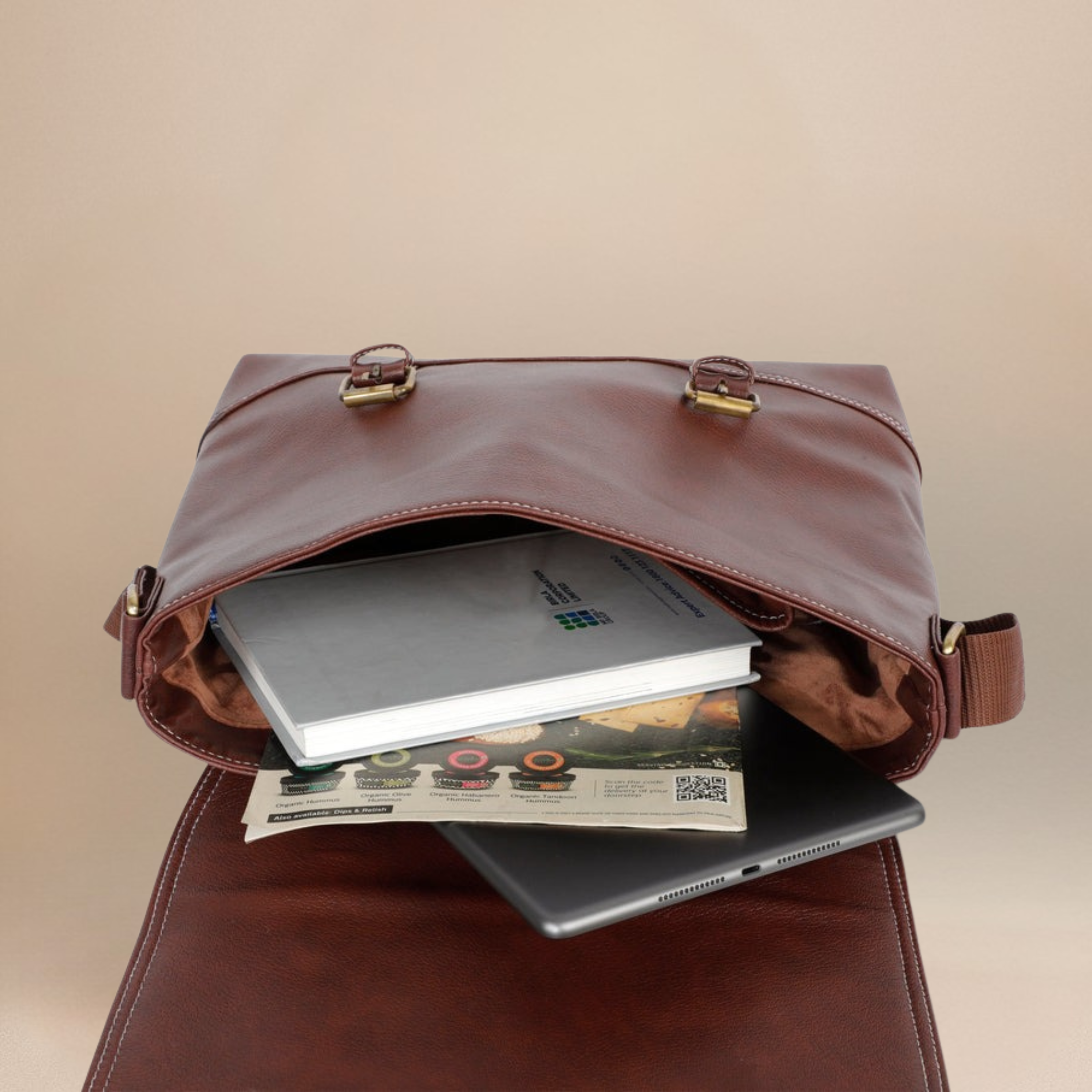 Kinnoti Boston Vegan Leather Messenger Bag with Adjustable Shoulder Strap, Water Proof and Dust Resistant