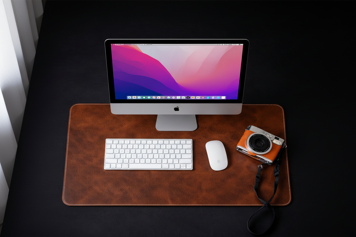 Kinnoti Brown Defender White Stitched Desk Mat
