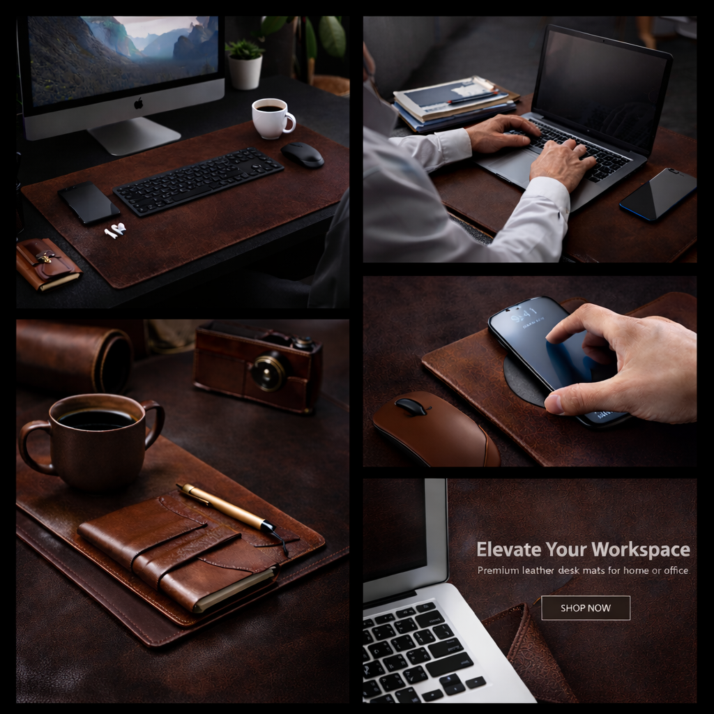 Kinnoti Brown Defender White Stitched Desk Mat