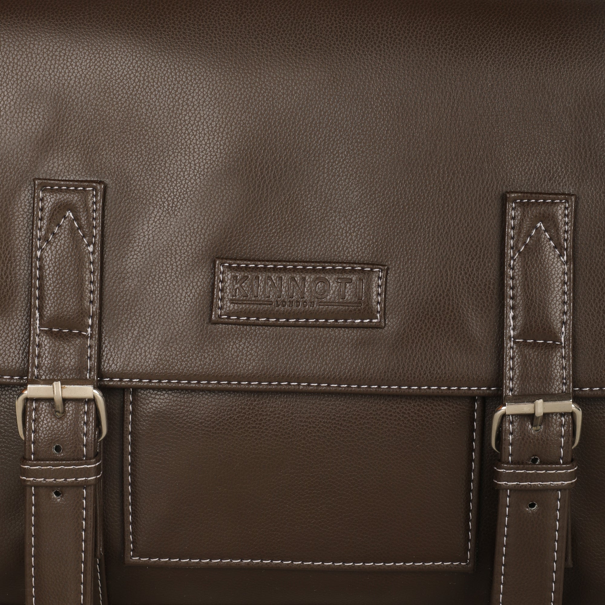 KINNOTI Brown Men's Vegan Leather Messenger Bag with Adjustable Shoulder Strap