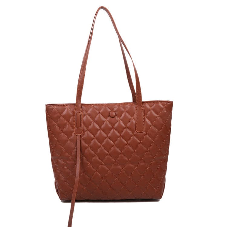 kinnoti Brown Quilted Vegan Leather Tote Bag