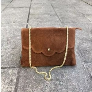Kinnoti Brown Suede Leather Sling Bag