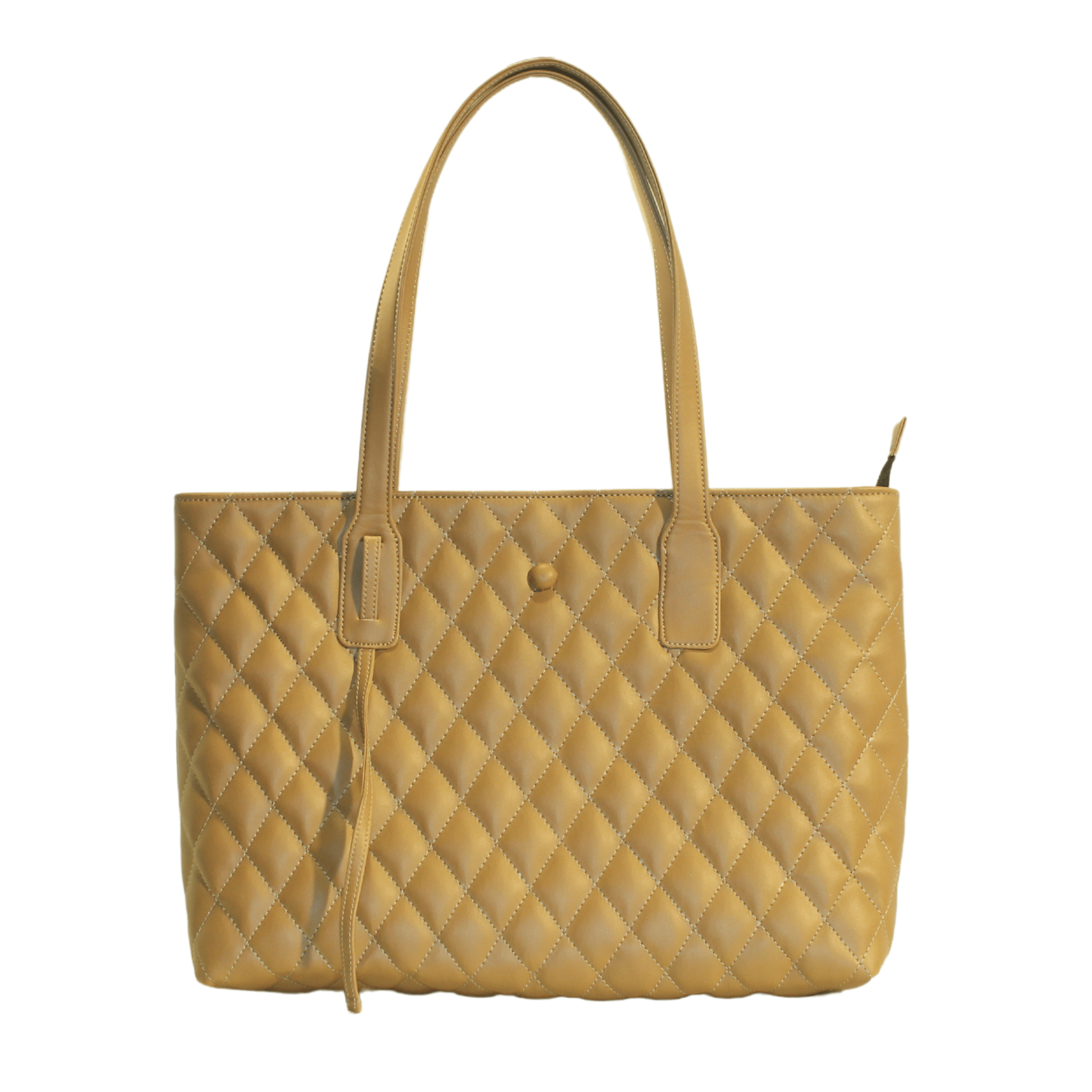 kinnoti Cream Quilted Vegan Leather Tote Bag