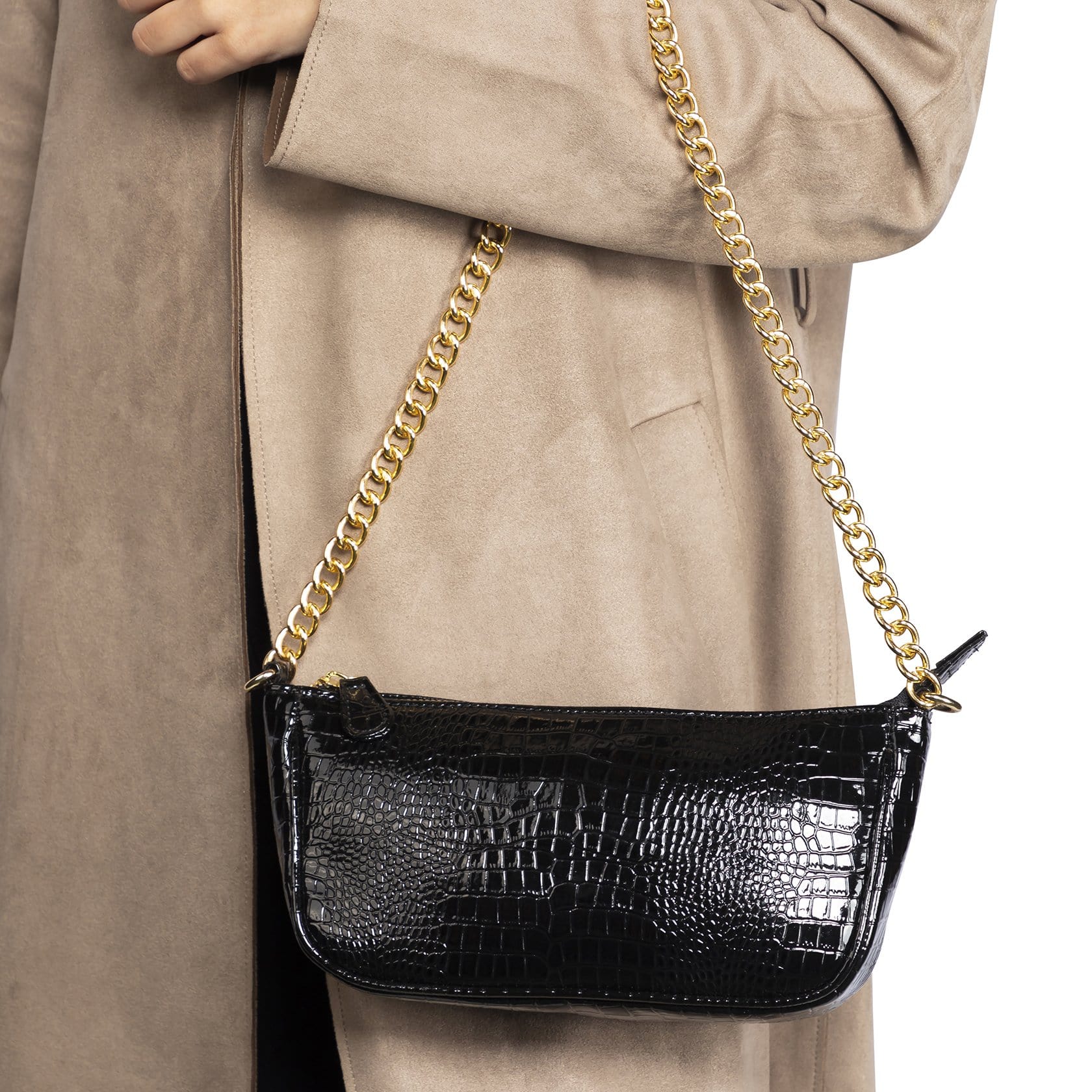 kinnoti Croc Embossed Baguette Bag