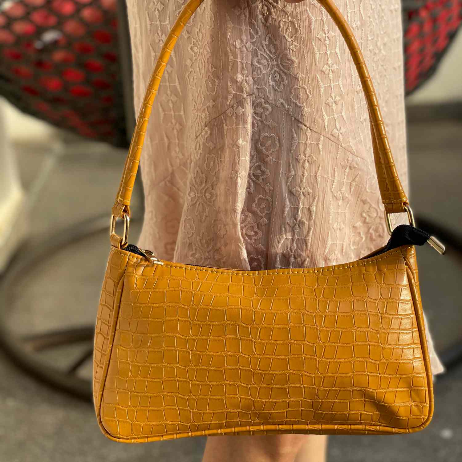 kinnoti Croco Textured Shoulder Bag