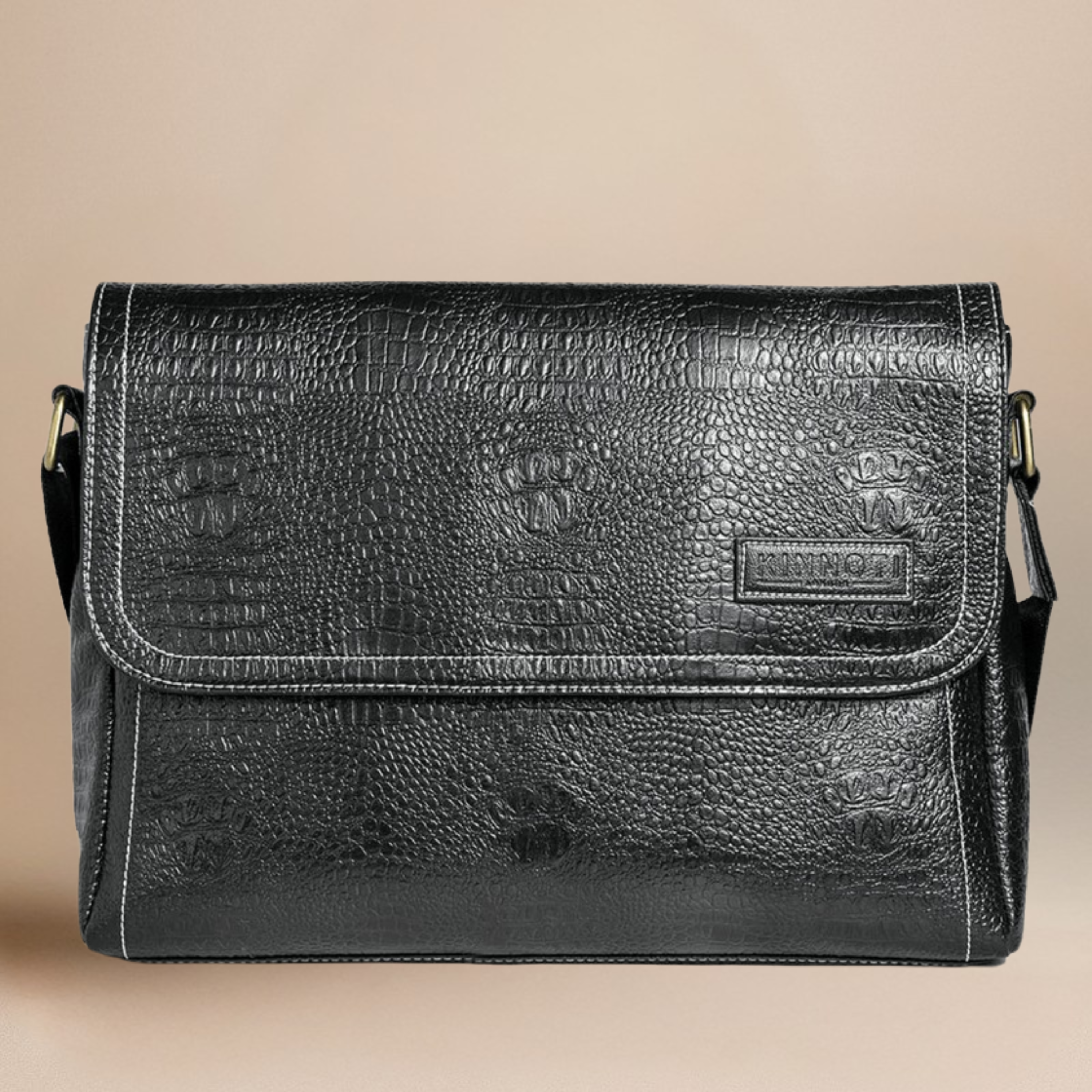 Croco Vegan Leather Messenger Bag with Adjustable Shoulder Strap, Water Proof and Dust Resistant