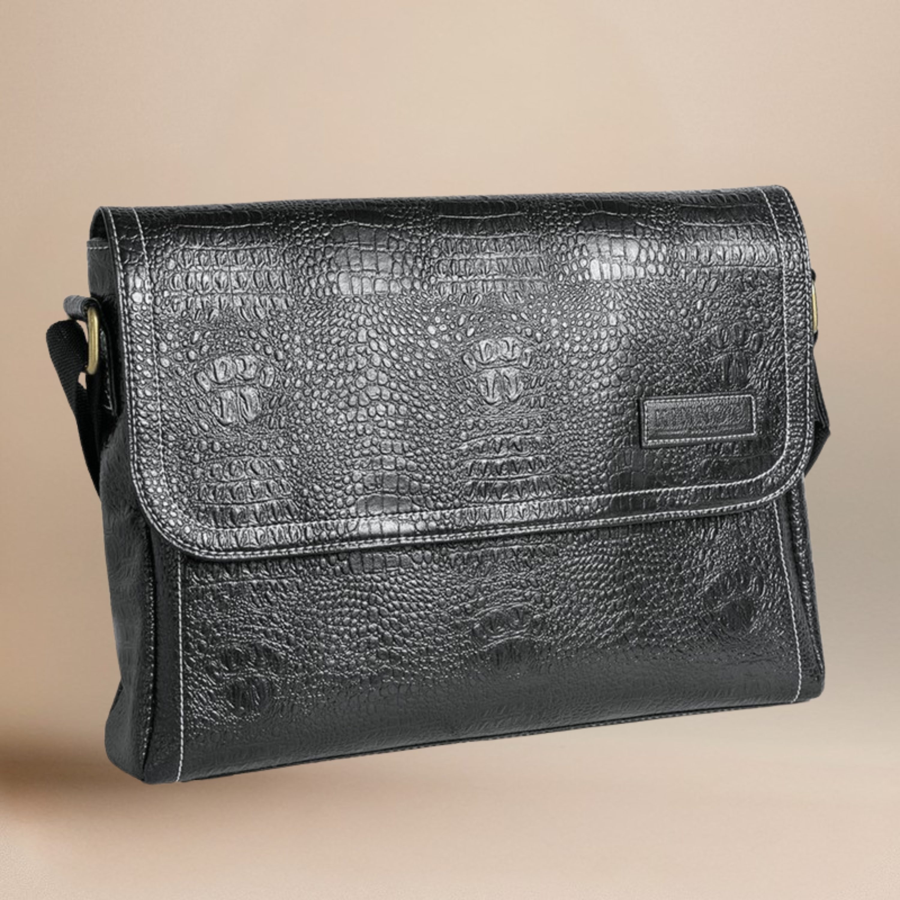 Croco Vegan Leather Messenger Bag with Adjustable Shoulder Strap, Water Proof and Dust Resistant