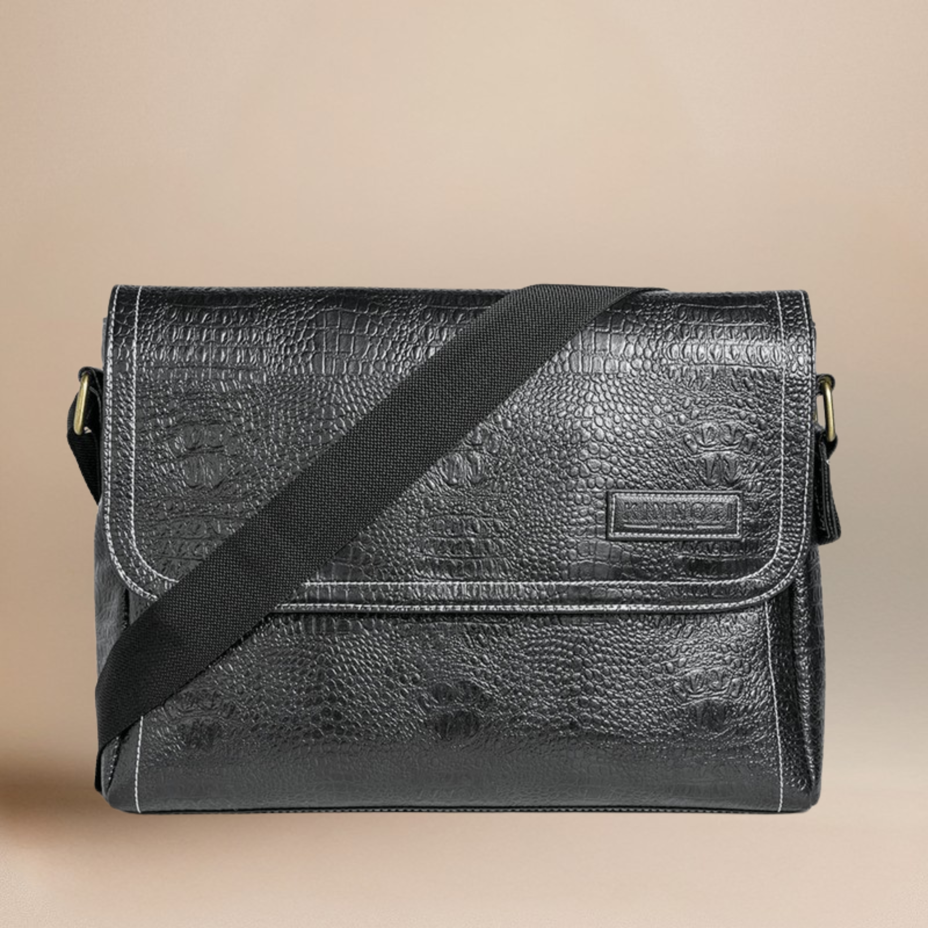 Croco Vegan Leather Messenger Bag with Adjustable Shoulder Strap, Water Proof and Dust Resistant