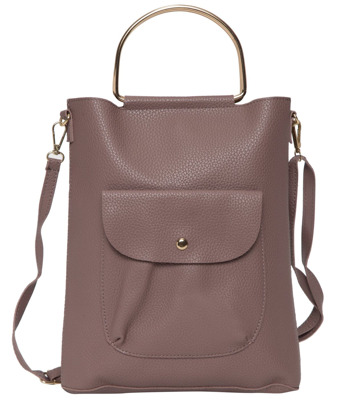 kinnoti Dark-Lavender Metal Handle Handbag