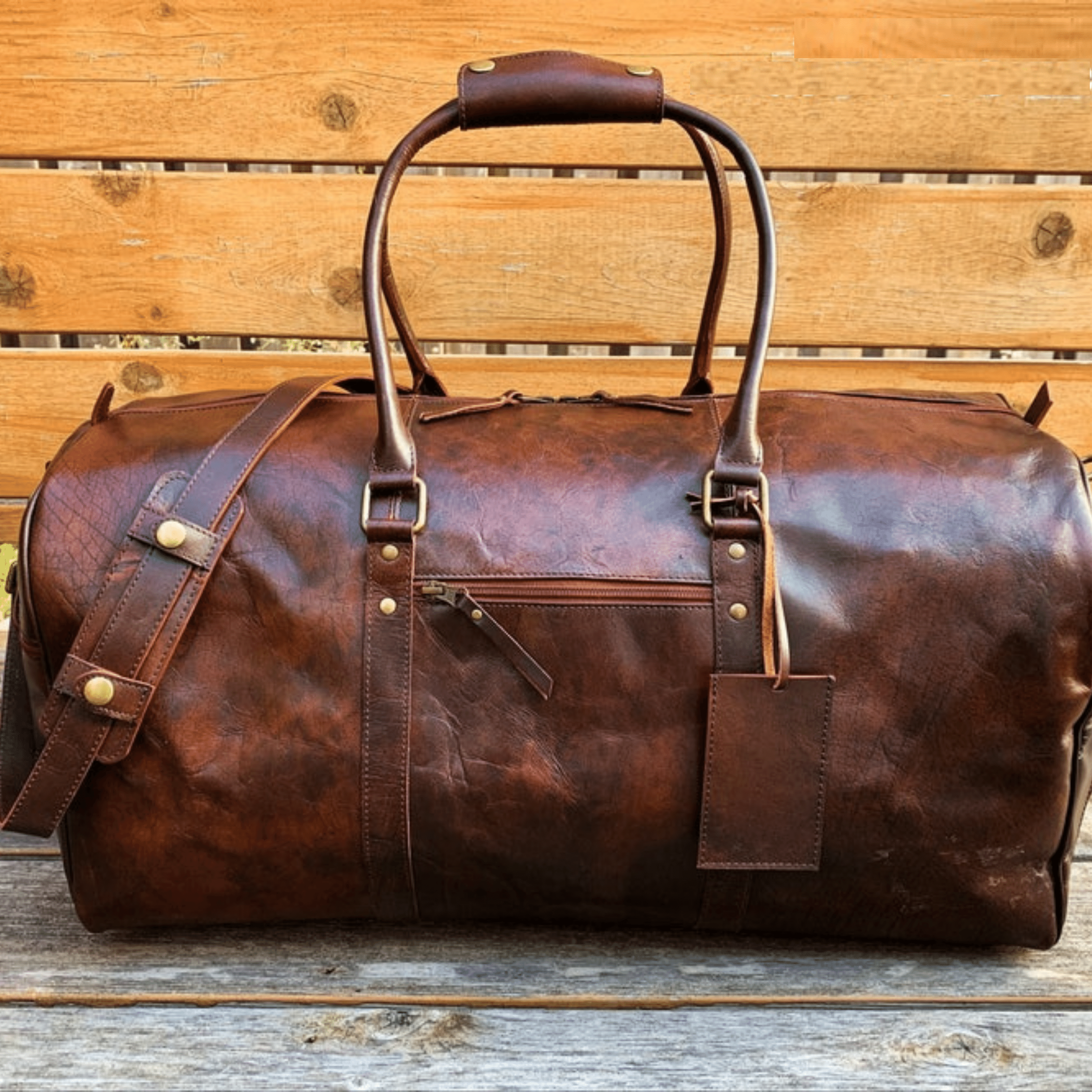 Kinnoti Genuine Leather Brown Travel Duffle Bag