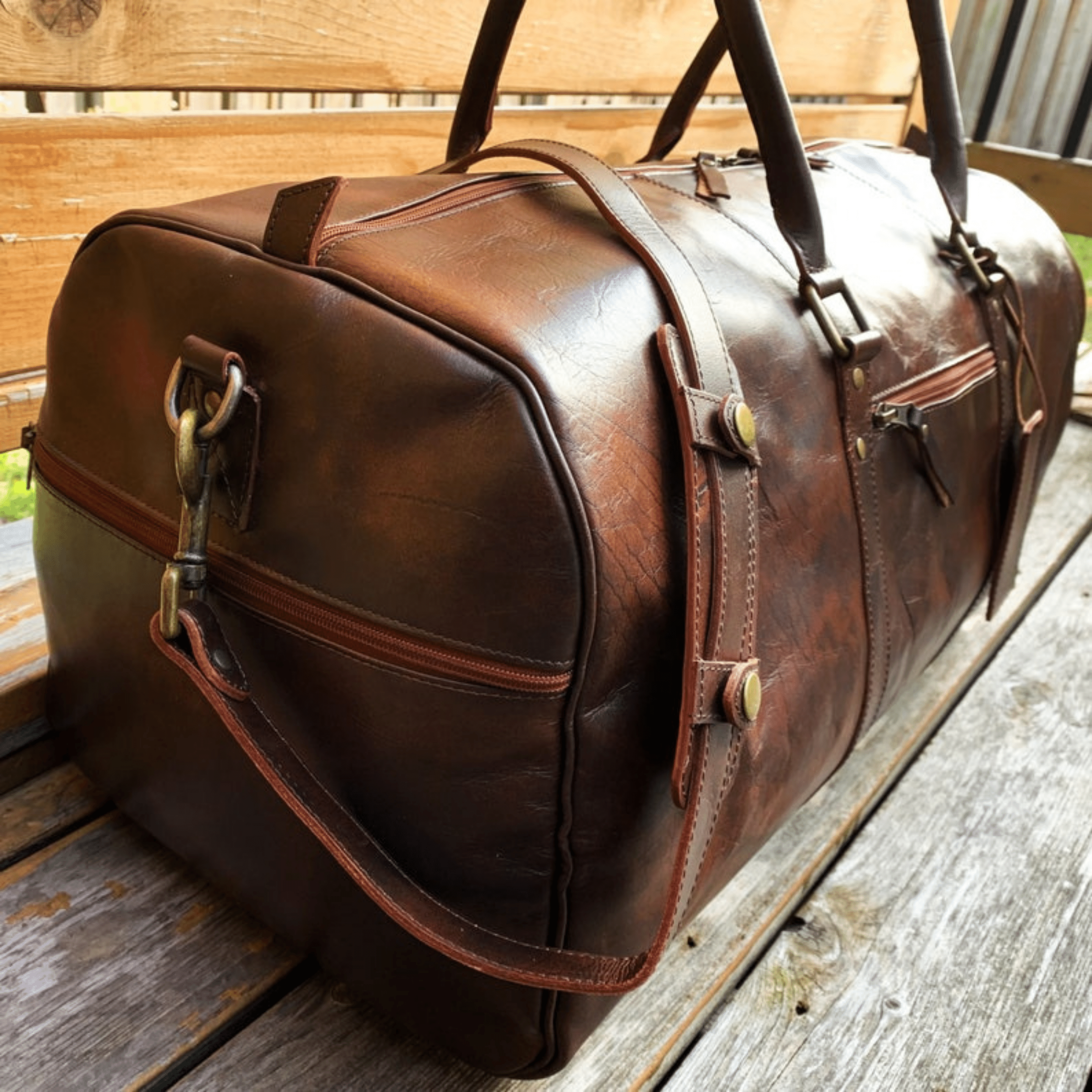 Kinnoti Genuine Leather Brown Travel Duffle Bag