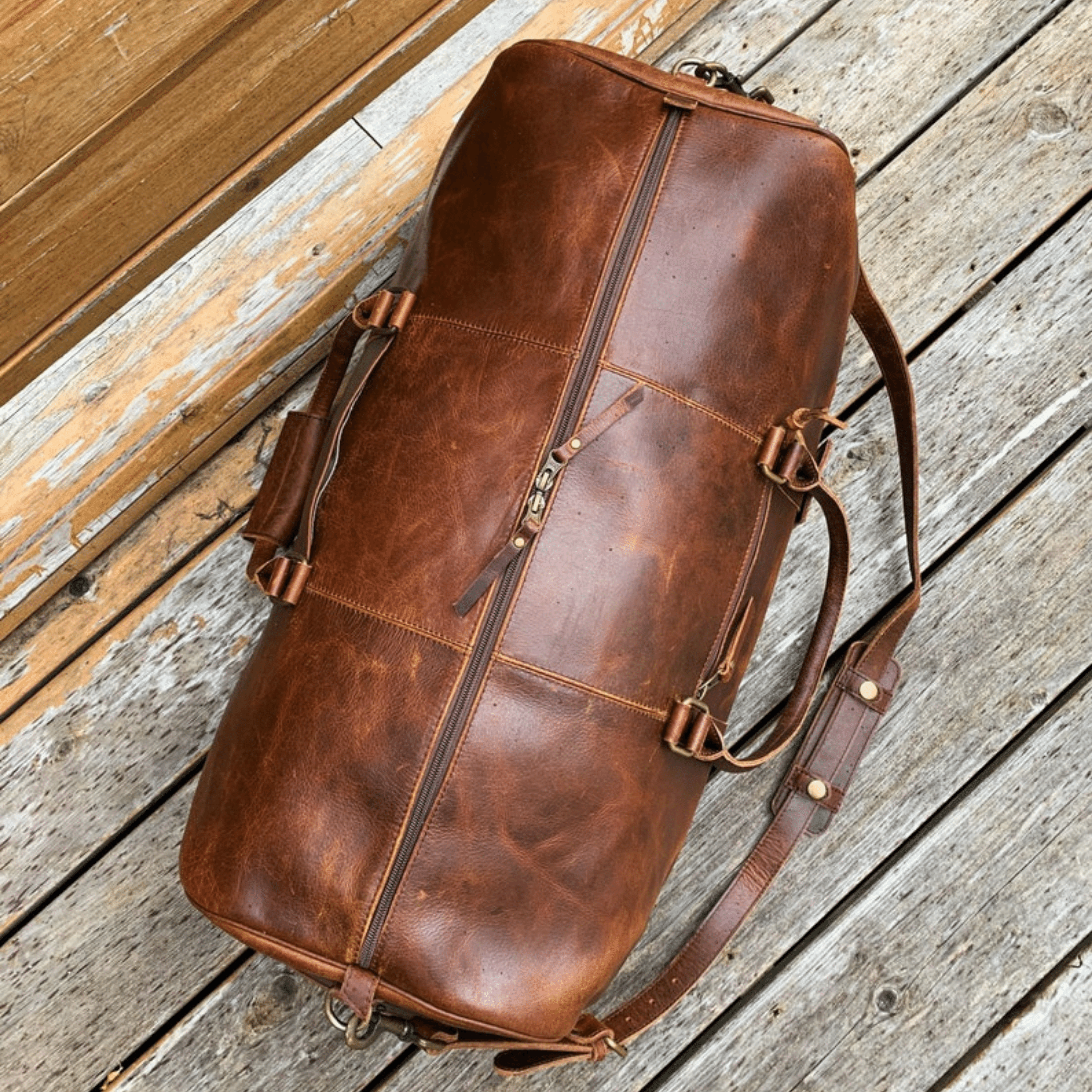 Kinnoti Genuine Leather Brown Travel Duffle Bag