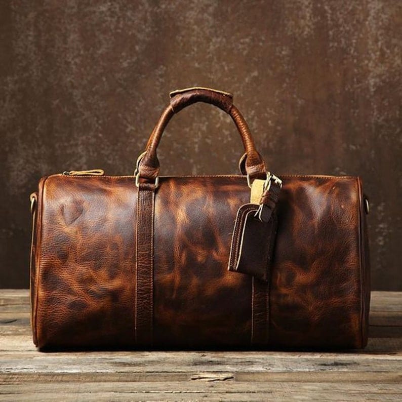 Kinnoti Genuine Leather Brown Travel Duffle Bag