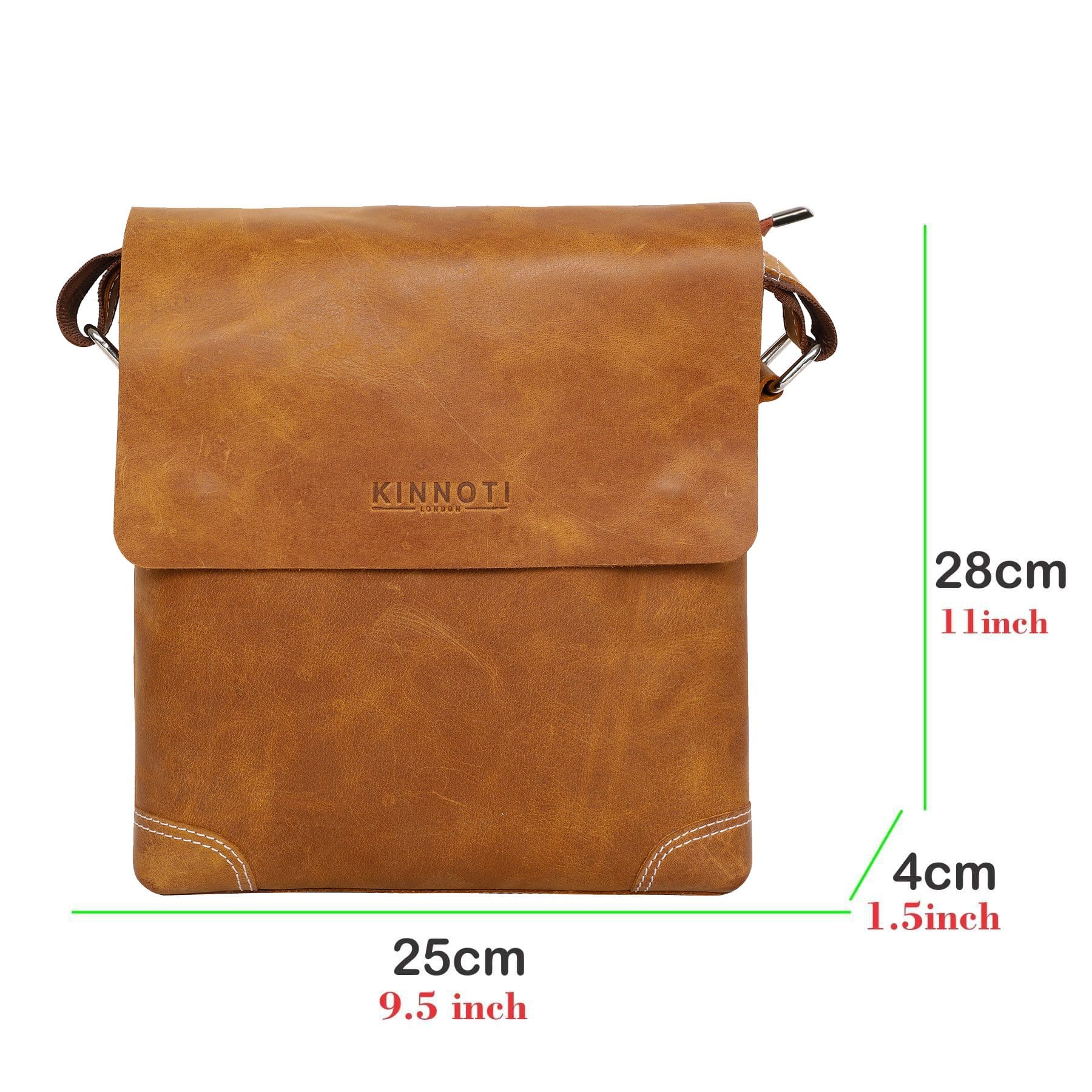 kinnoti Genuine Leather Flap Messenger Bag
