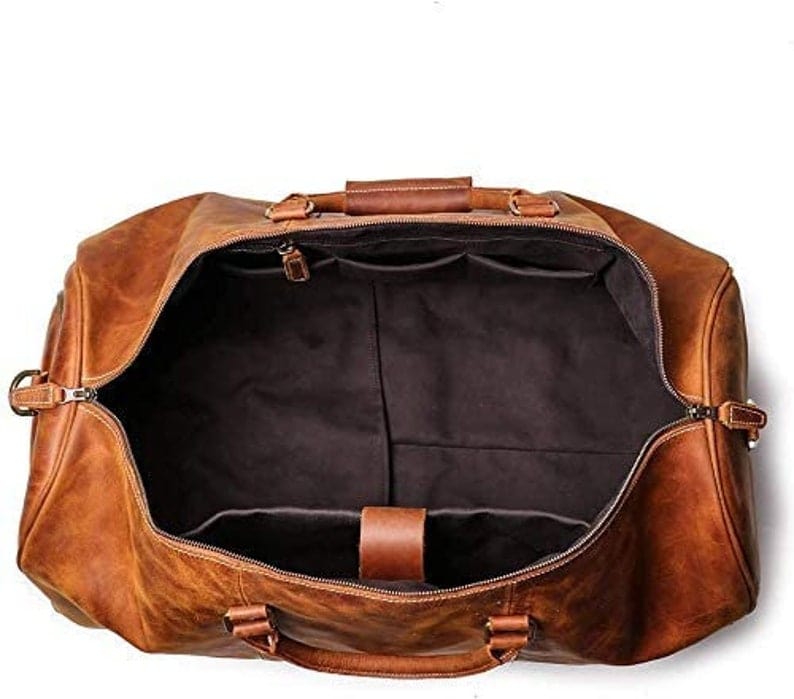 Kinnoti Genuine Leather Tan Brown Travel Duffle Bag