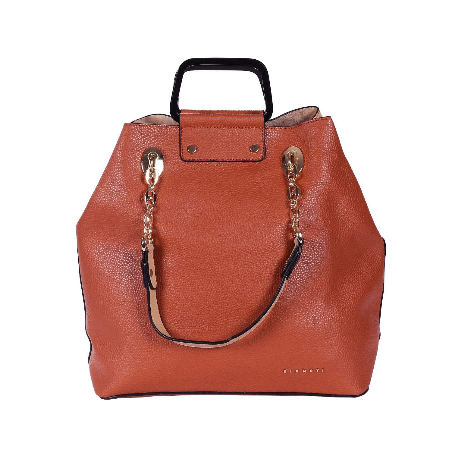 kinnoti Handbags Brown Metal Handle Satchel Bag