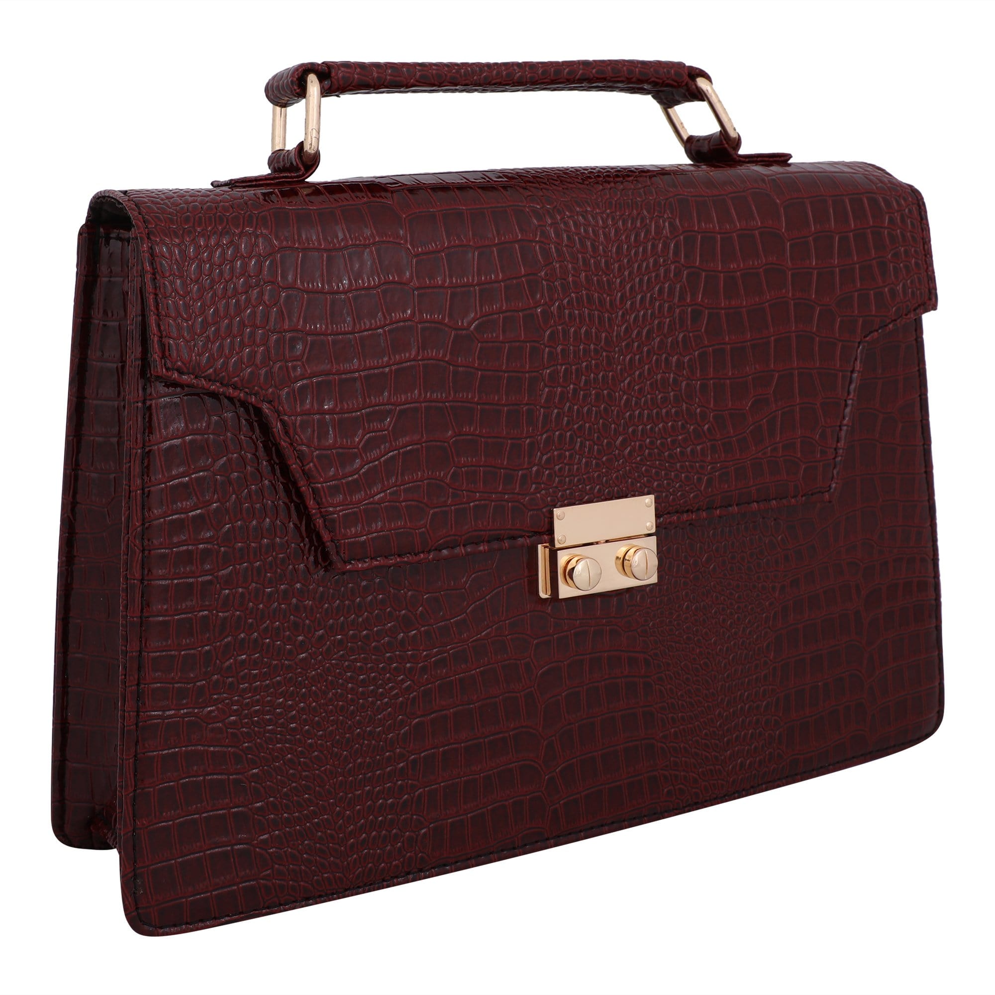 kinnoti Handbags Vegan Croco Leather Satchel Hand Bag