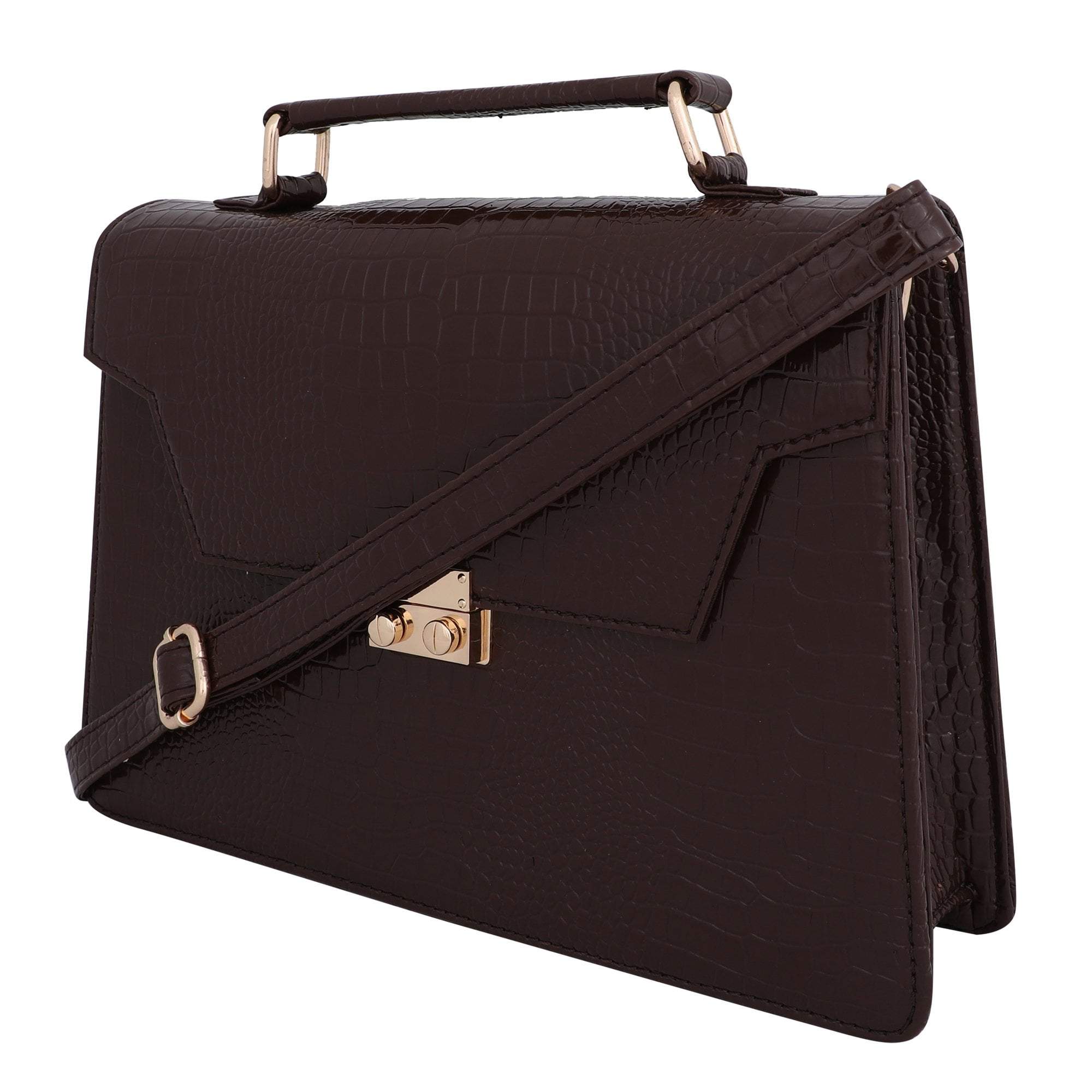 kinnoti Handbags Vegan Croco Leather Satchel Hand Bag