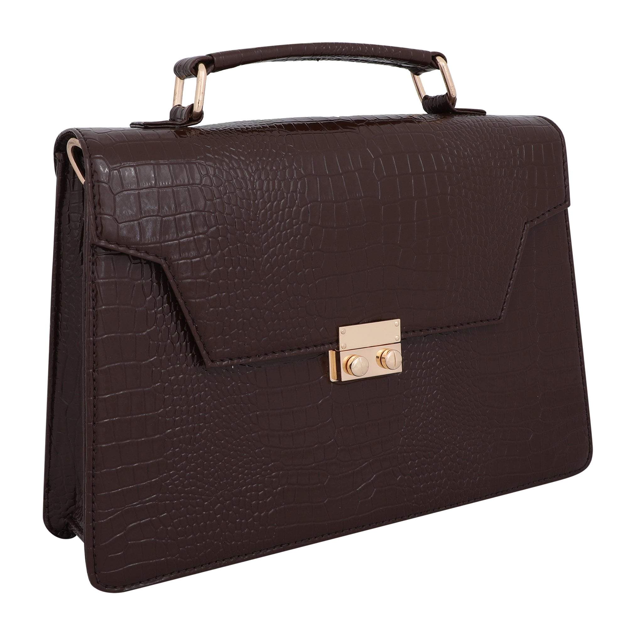kinnoti Handbags Vegan Croco Leather Satchel Hand Bag